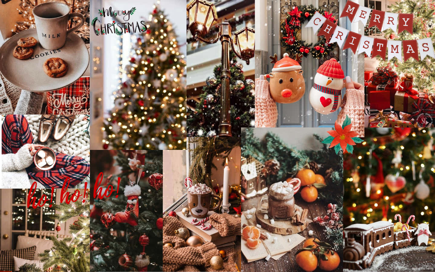 Celebrating The Holiday Season With A Christmas Collage Laptop Background