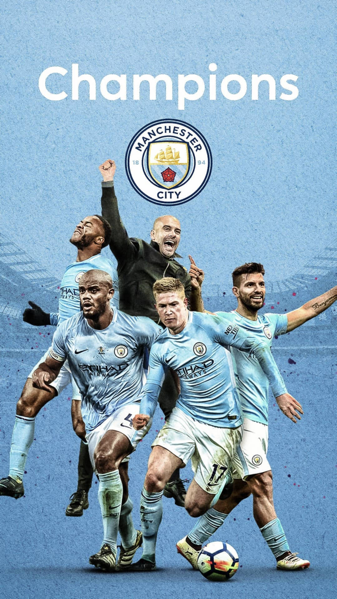 Celebrating Their 2018 Premier League Win, Manchester City Football Club Revel In The Successes Of The New Season. Background