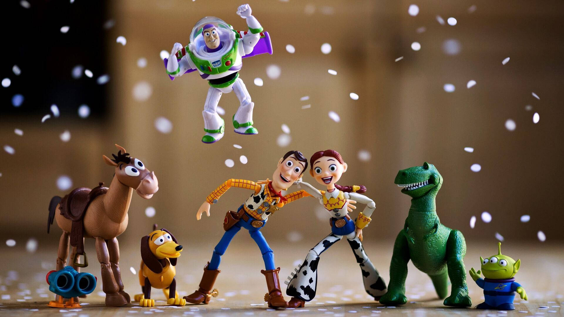 Celebratory Moment With Buzz Lightyear And Friends