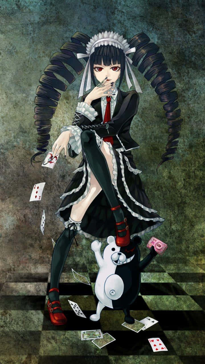Celestia Ludenberg With Monokuma Danganronpa Pfp Background