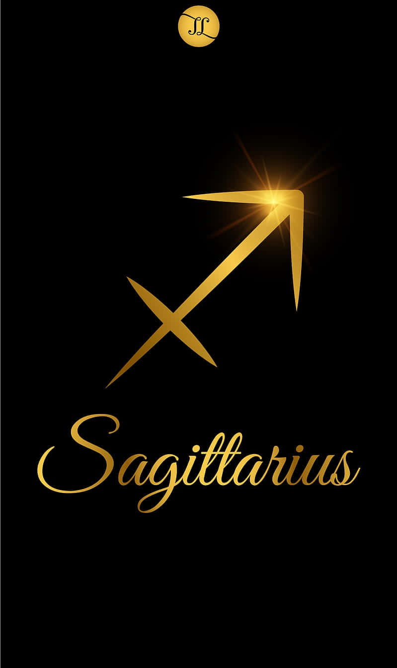 Celestial Beauty - Cute Sagittarius With Golden Arrow Background
