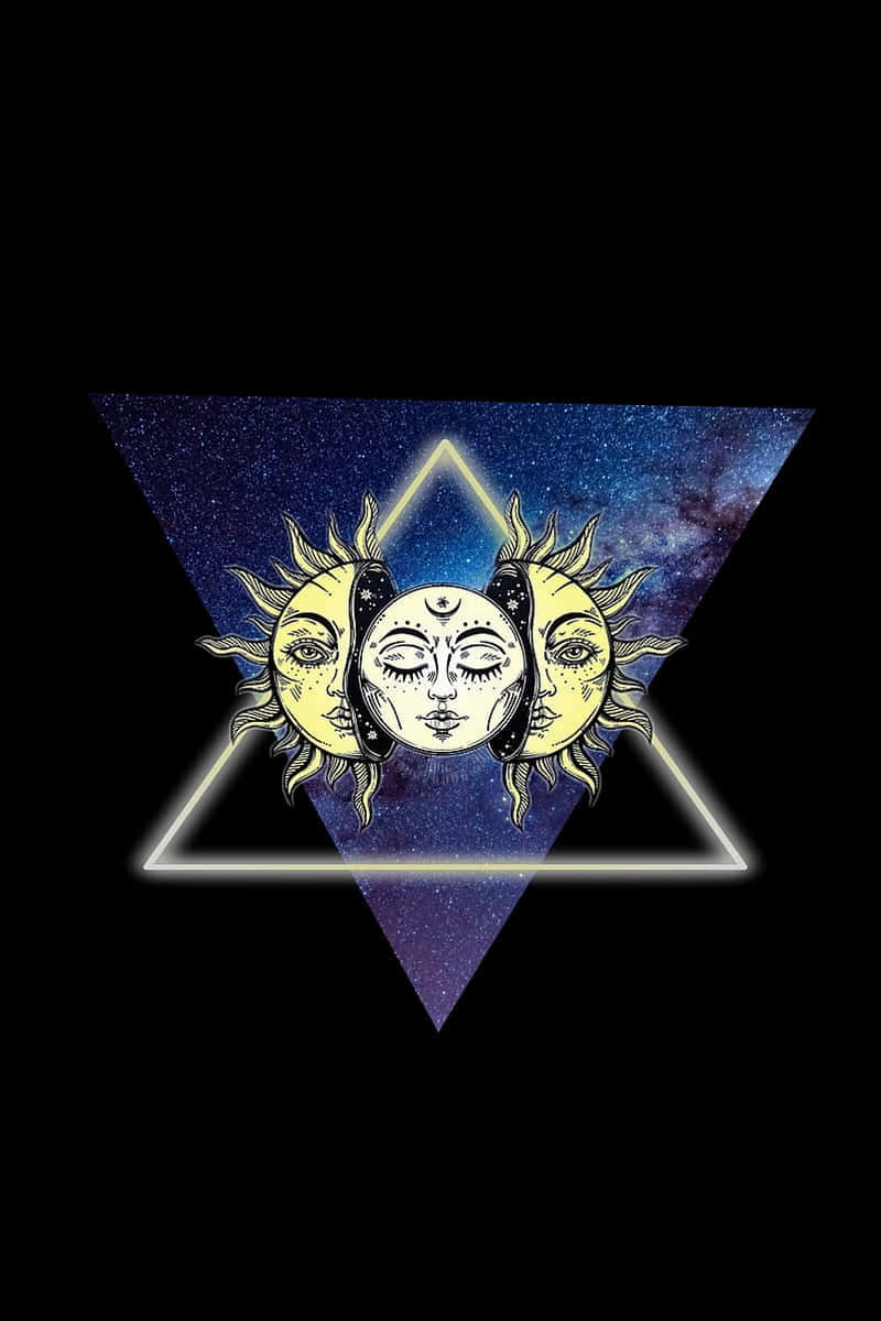 Celestial Triangle Sun Moon Art Background