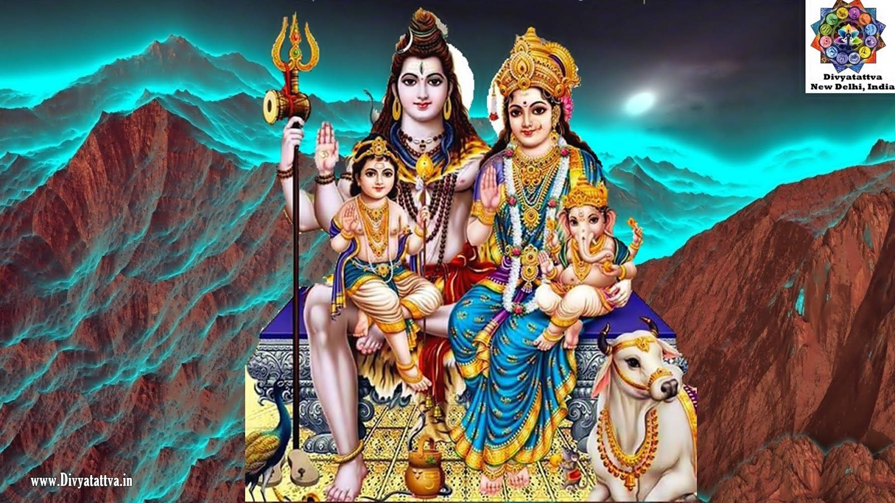 Celestial Union: Lord Shiva And Goddess Parvati With Their Family