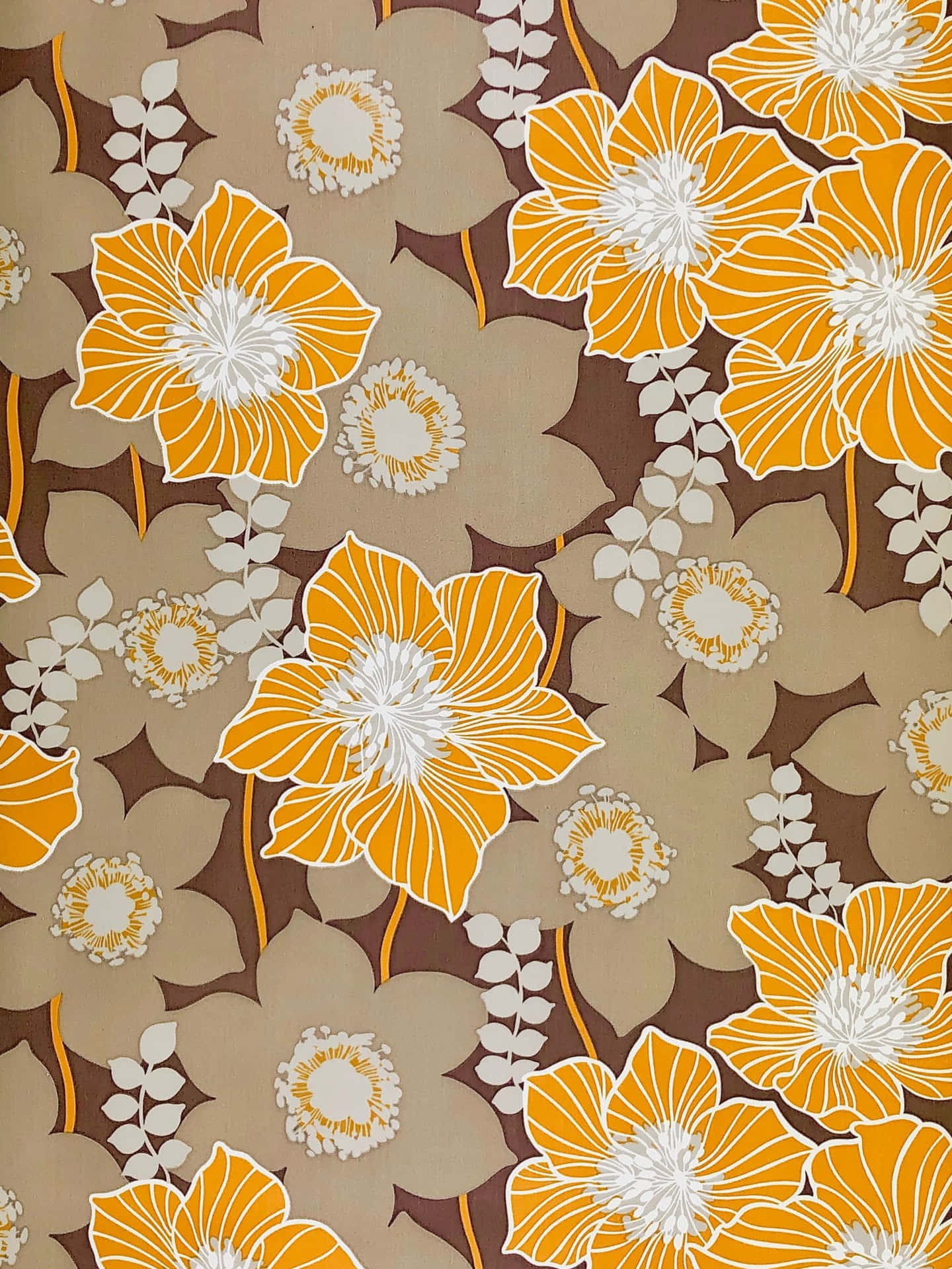 Cell Phone 70s Floral Pattern Background