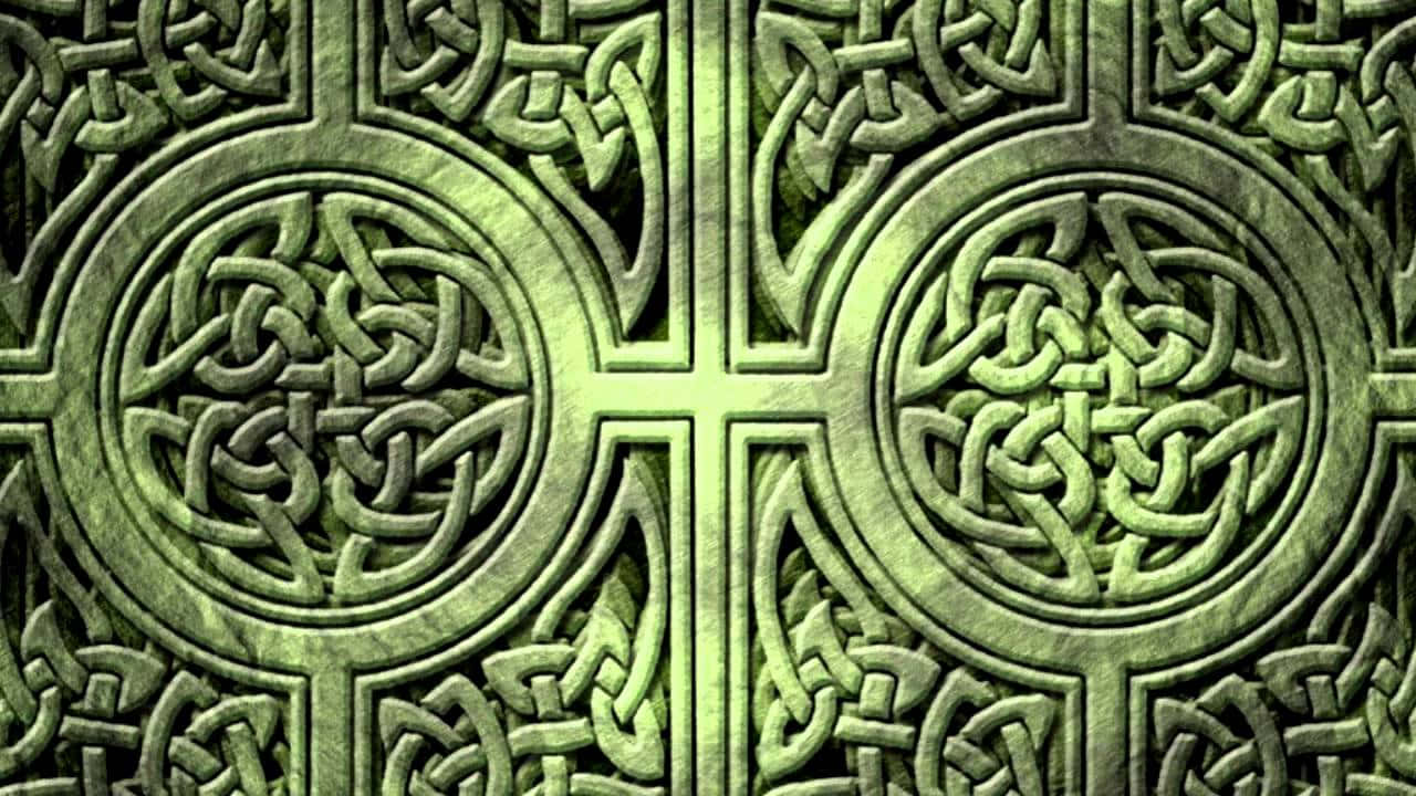 Celtic Design On A Green Background Background