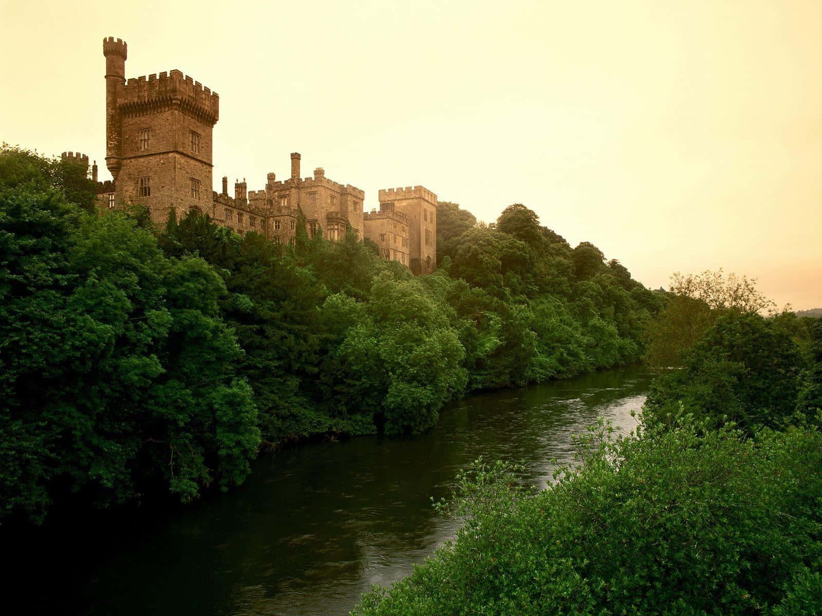 Celtic Irish Castle With Trees Background