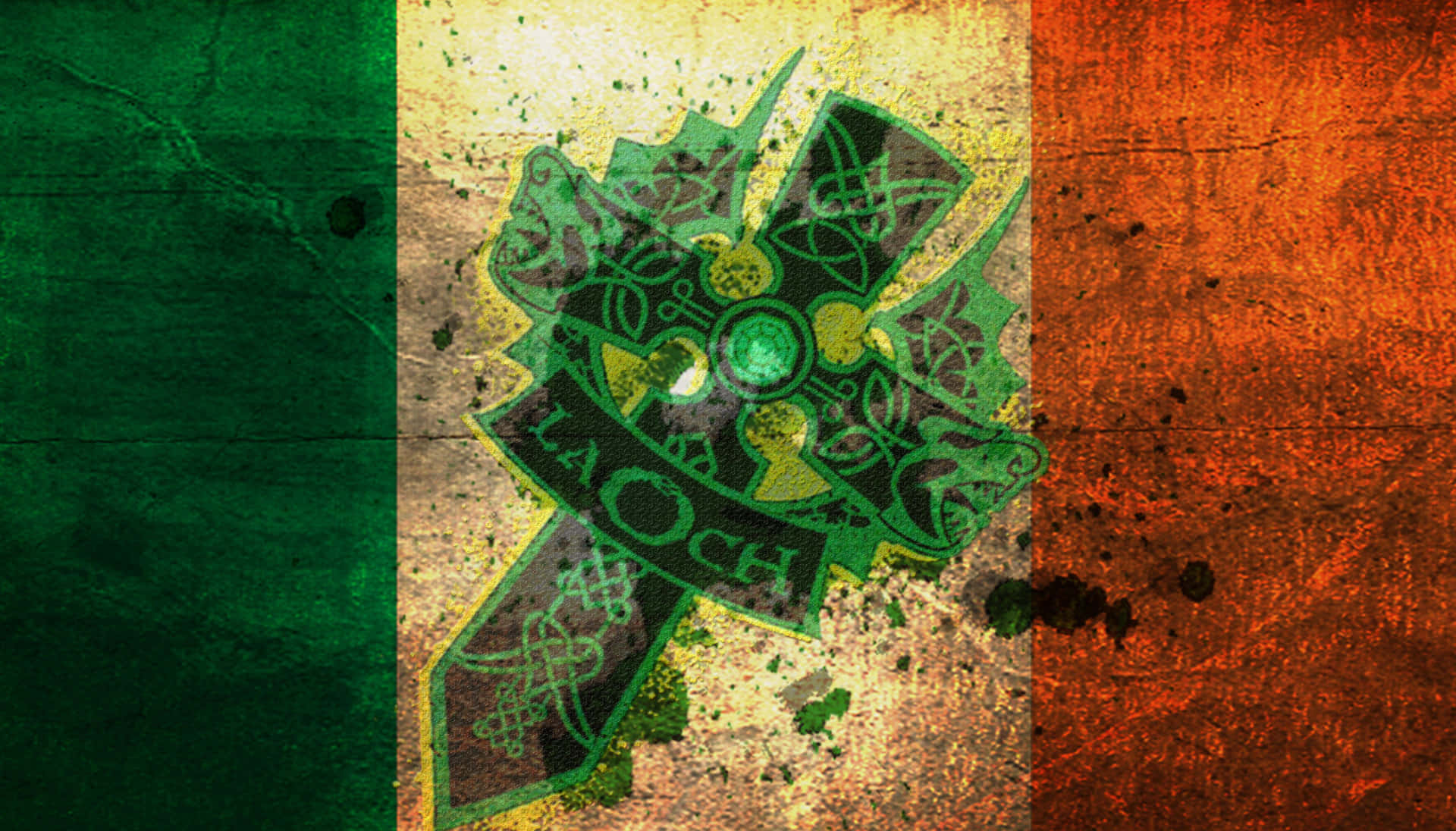 Celtic Irish Cross On Flag Background