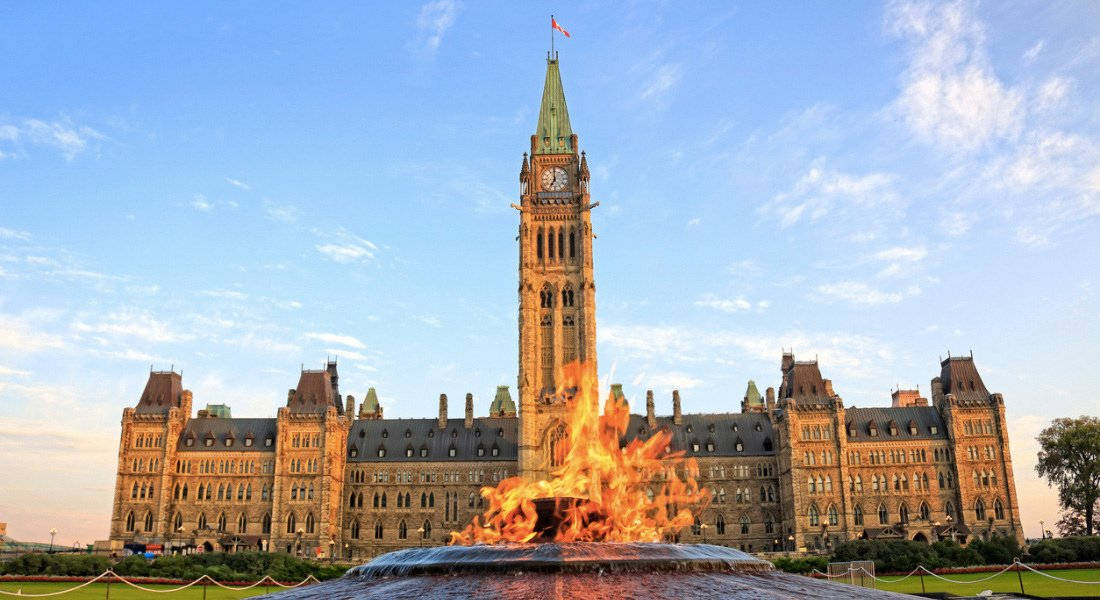 Centennial Flame And Ottawa Parliament