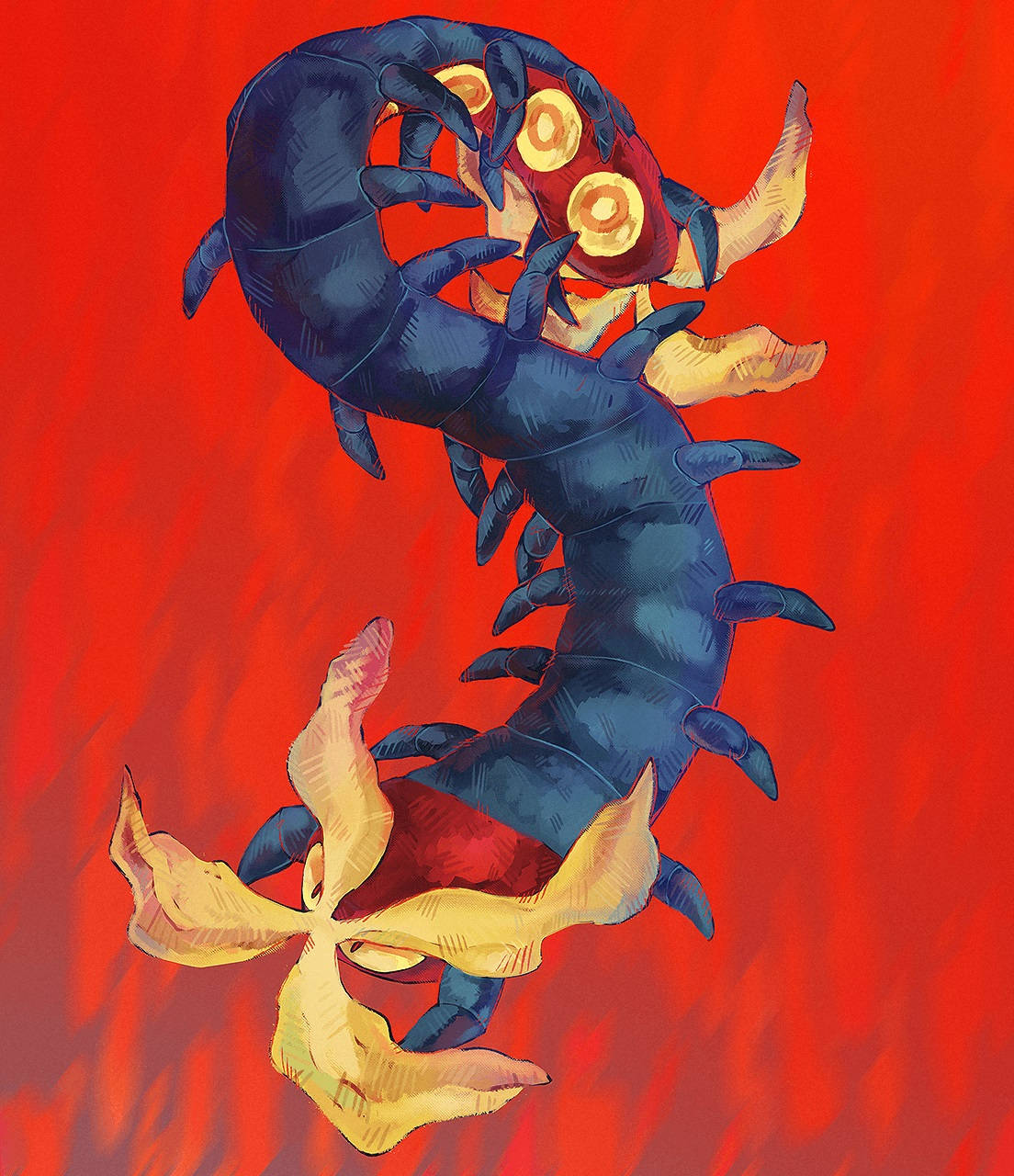 Centipede Pokemon Centiskorch Red Aesthetic Background