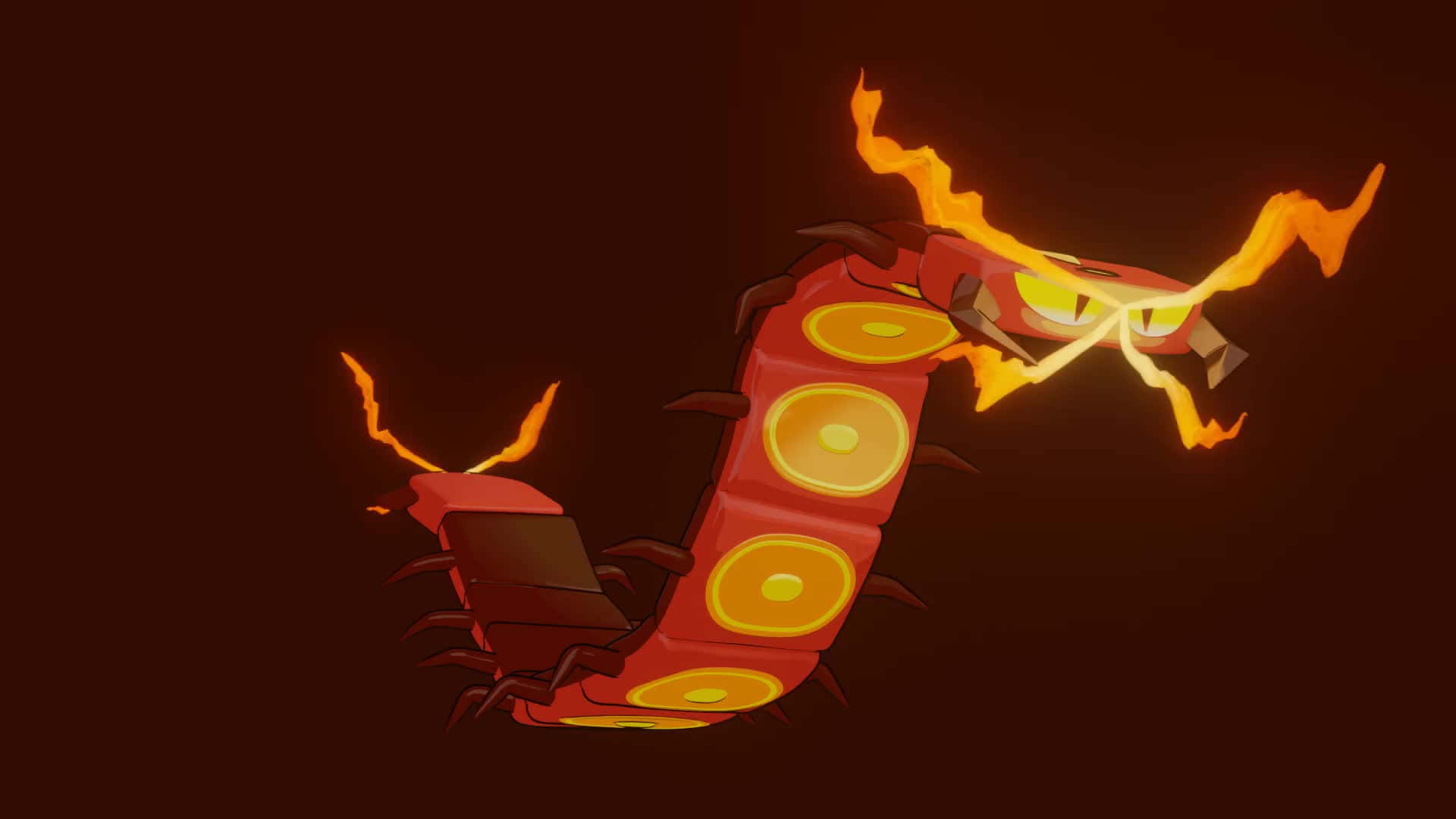 Centiskorch On Deep Red Background Background