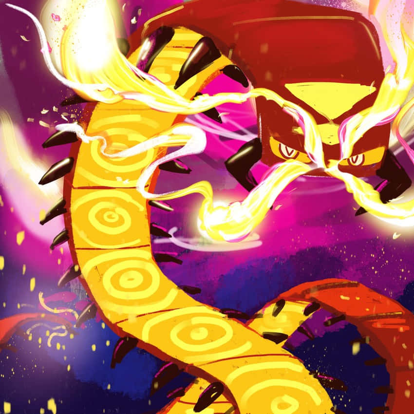 Centiskorch On Galaxy-like Background Background
