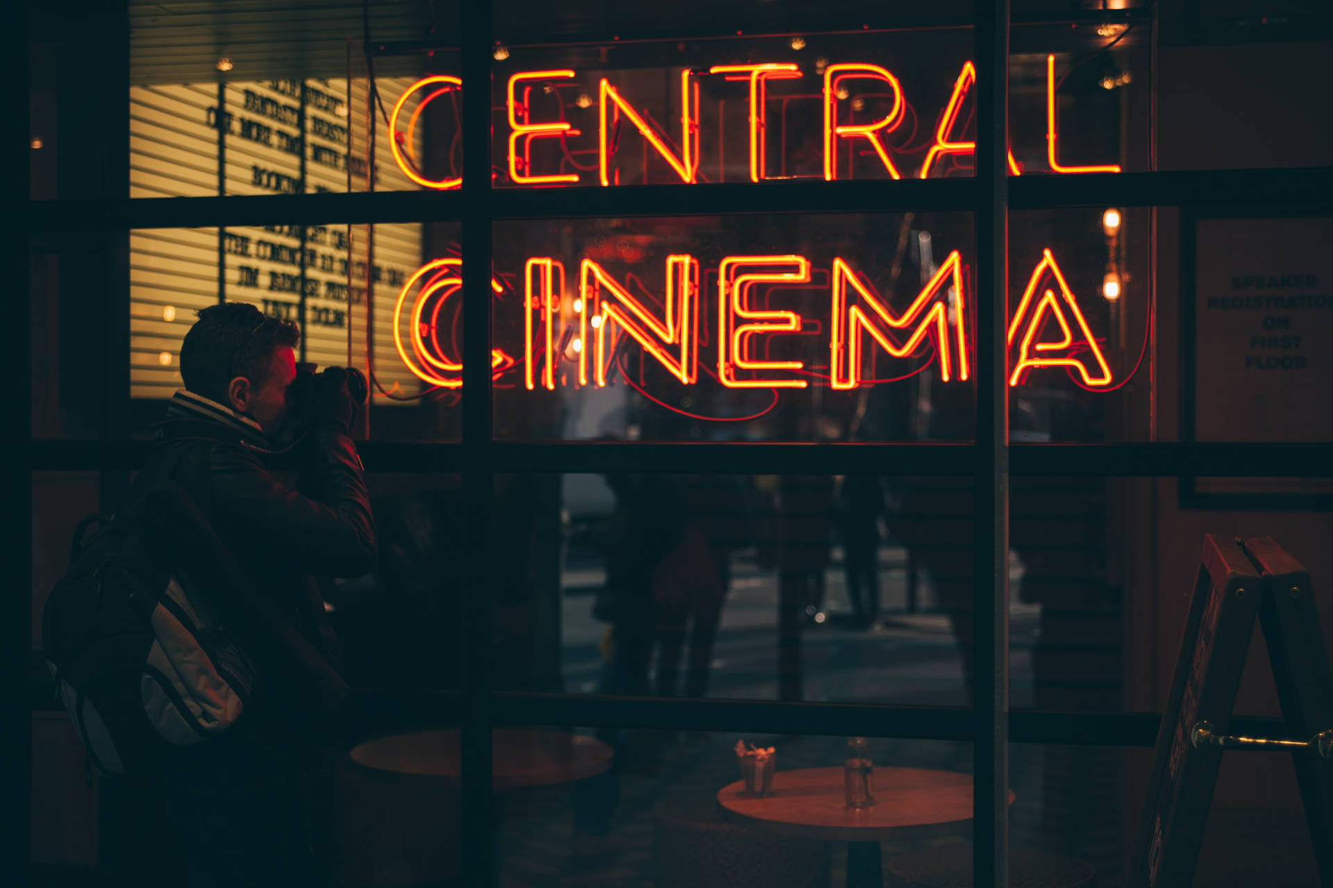 Central Cinema Neon Sign Background