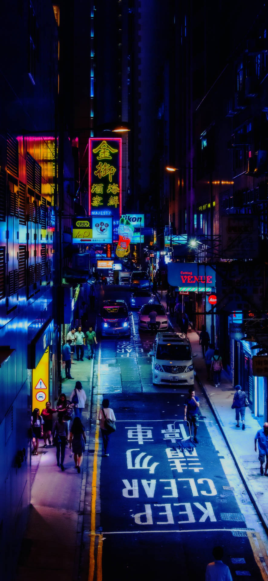 Central Hong Kong Neon City At Night Background