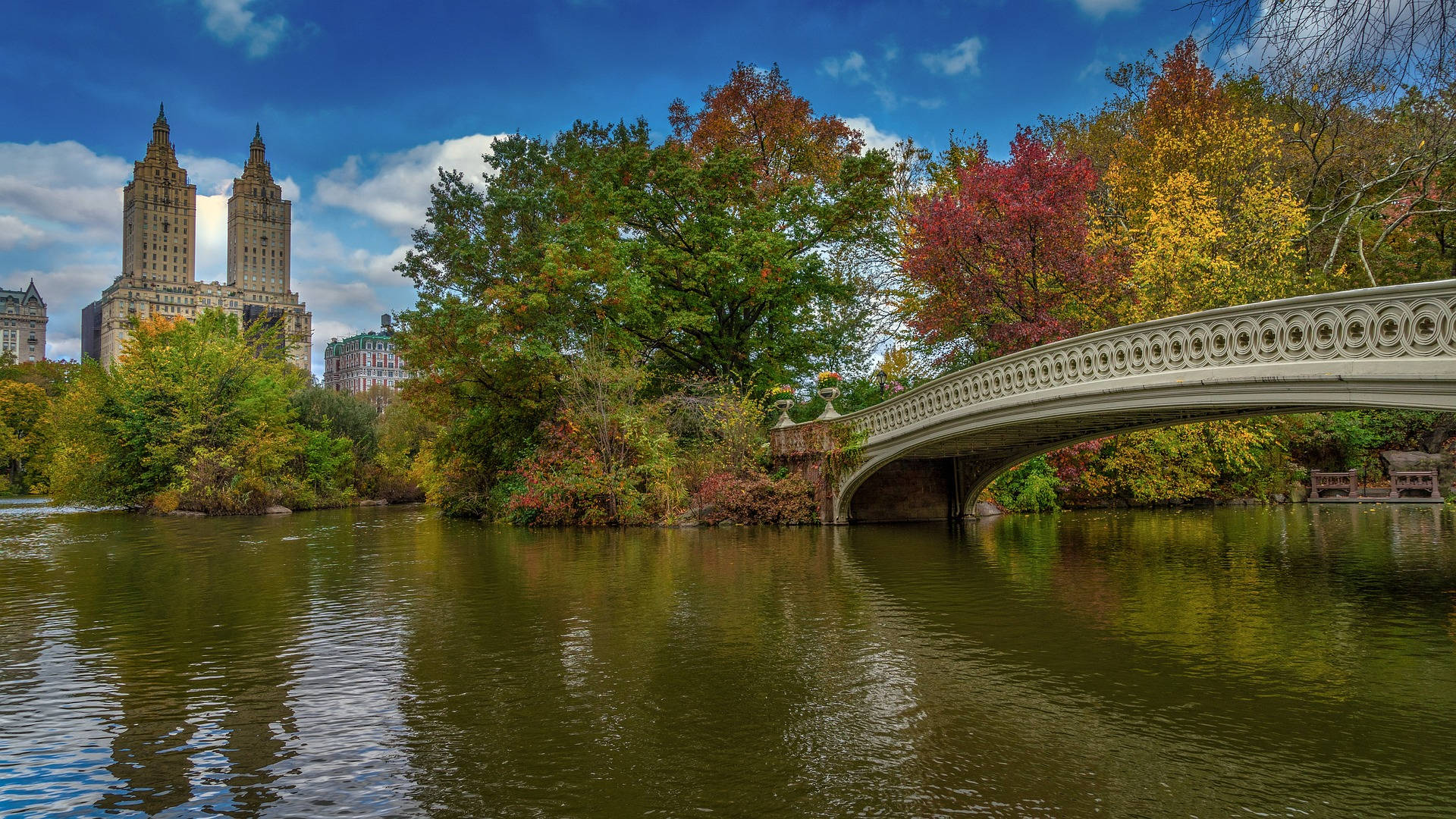 Central Park Lake With Bridge Background