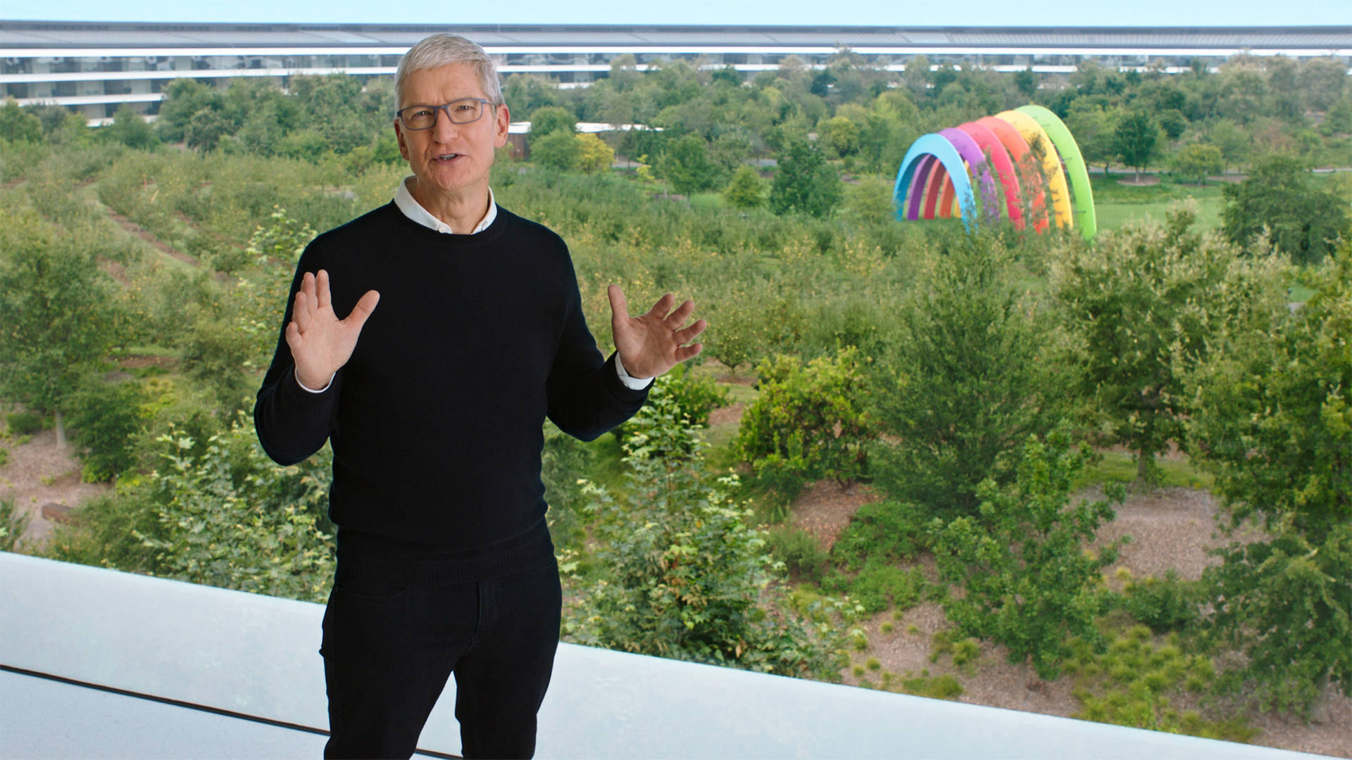 Ceo Tim Cook At Apple Park Background