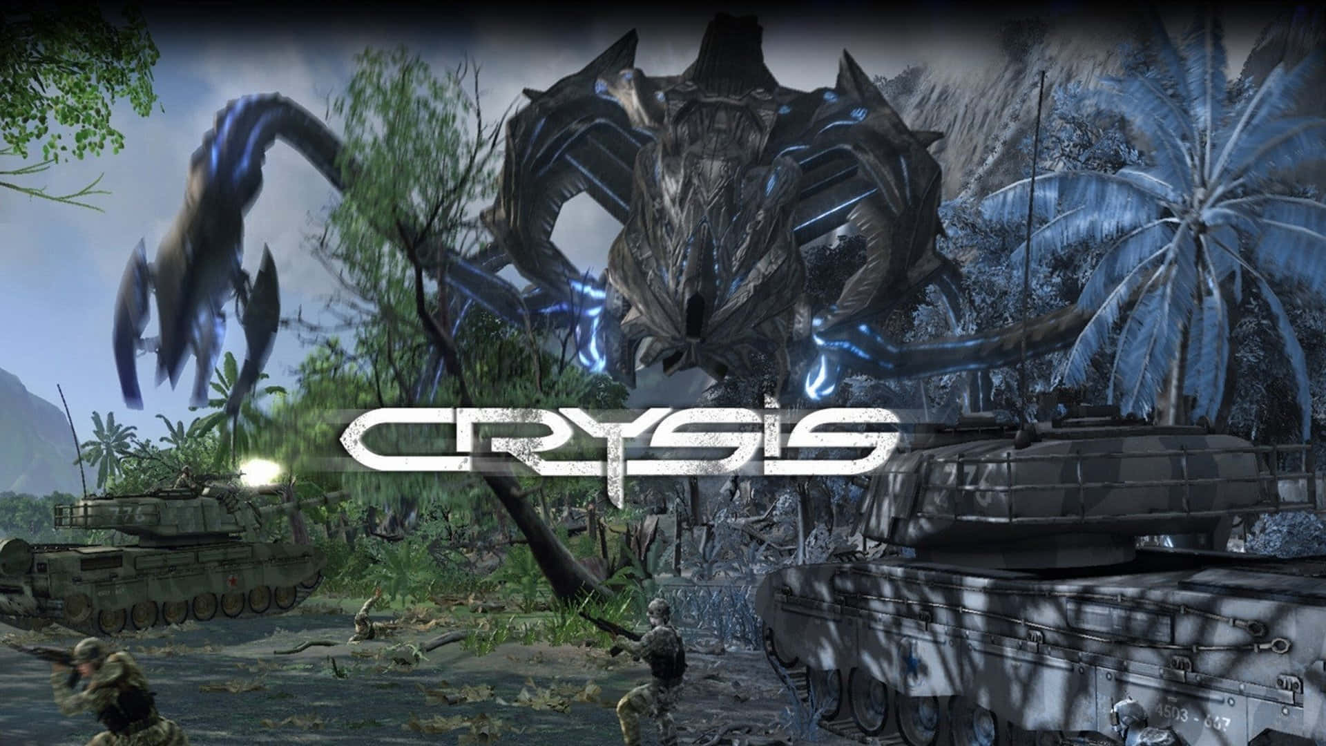 Ceph Hunter Against Soldiers Promotional Ad Crysis Hd Background