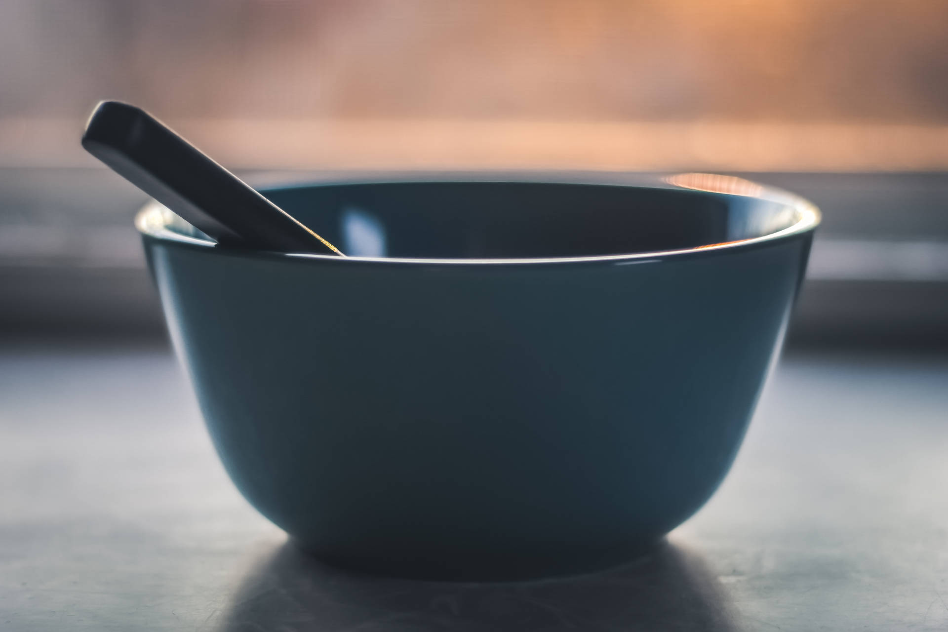 Ceramic Bowl With Spoon Background