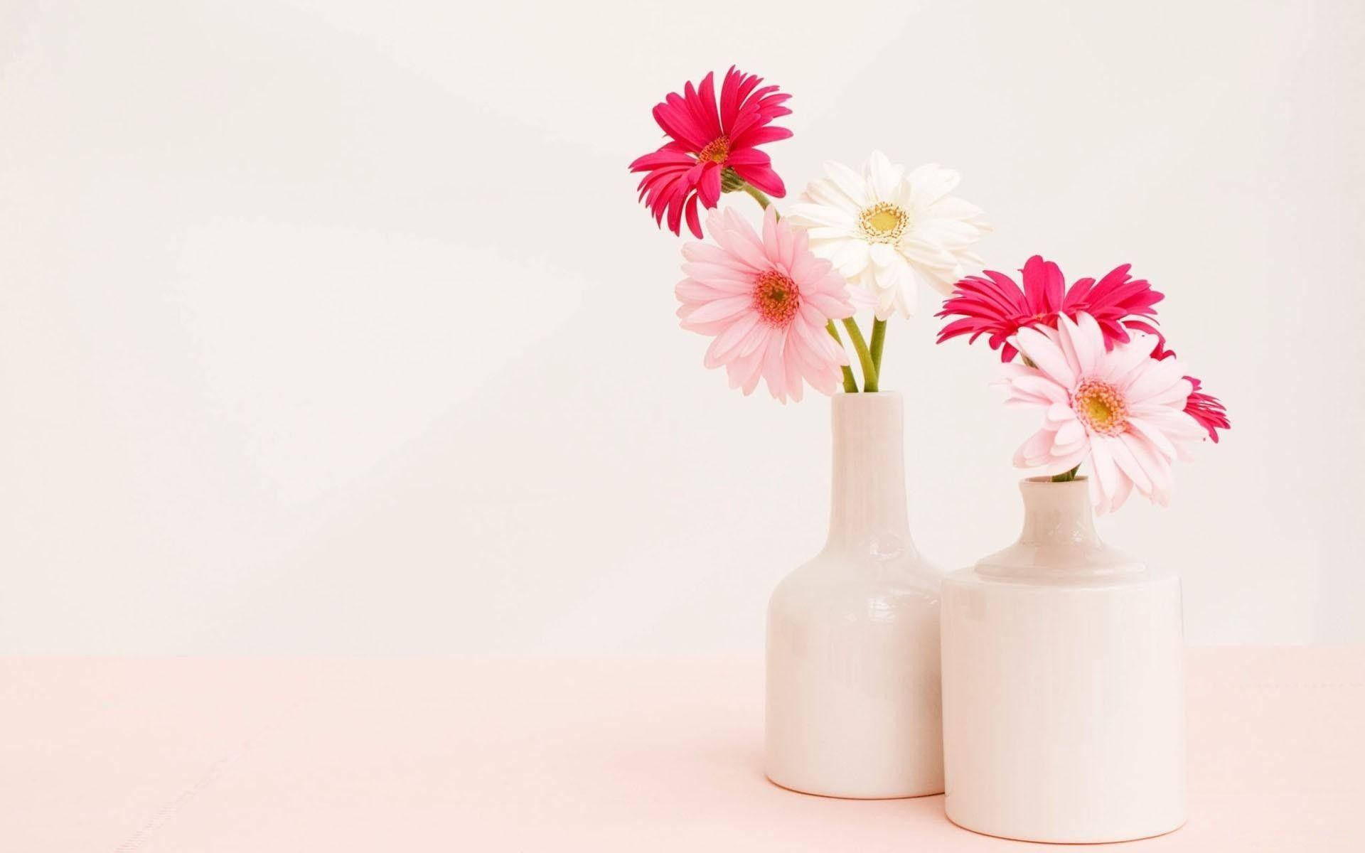 Ceramic Flower Vase With Flowers Background