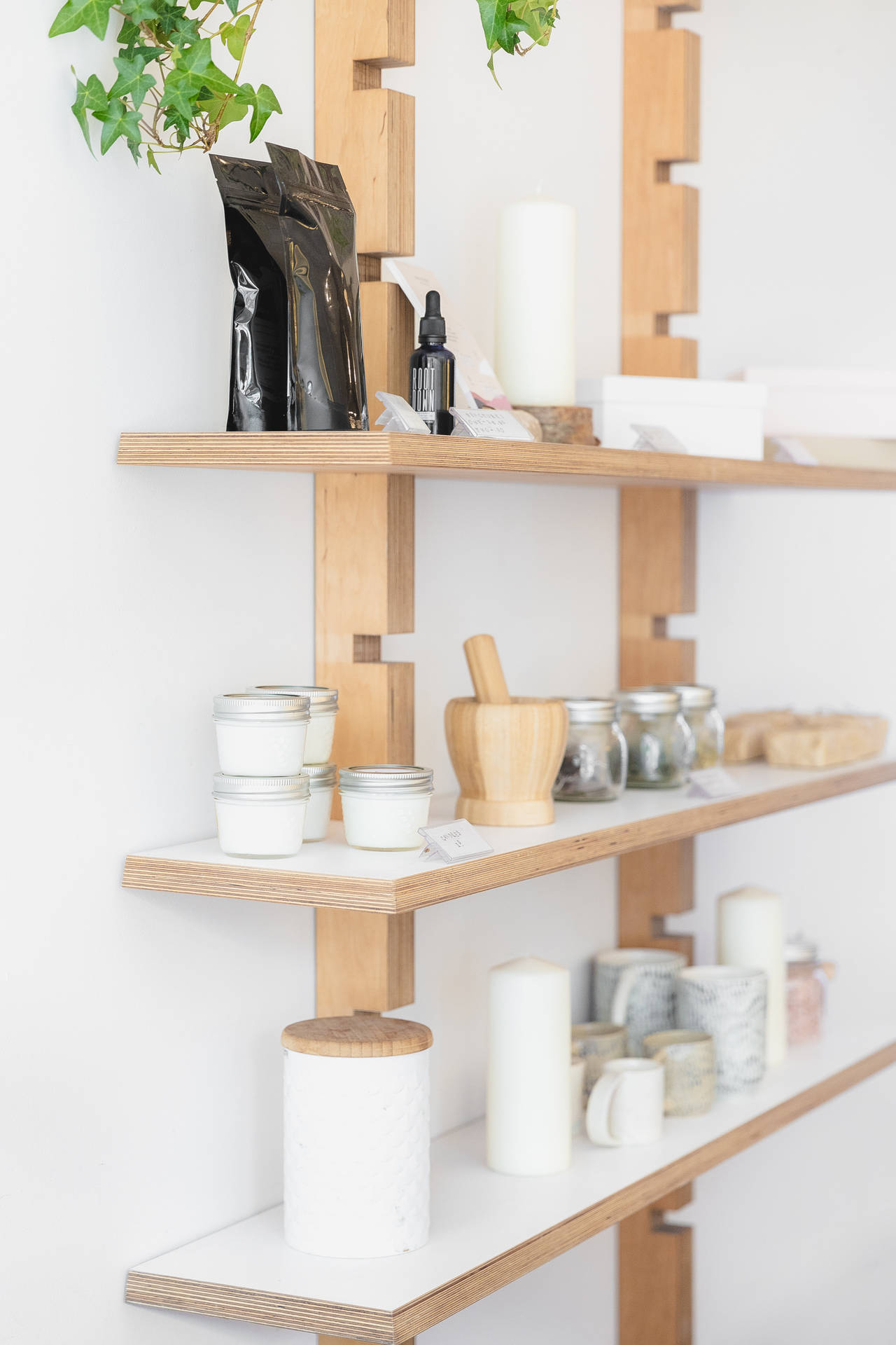 Ceramics On Shelves Background