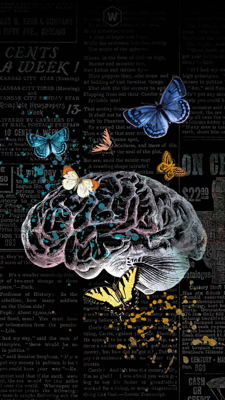 Cerebral Illustration On Black Page