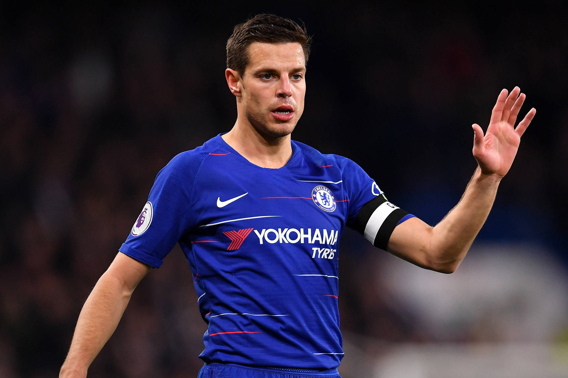 César Azpilicueta In Blue Football Jersey Background