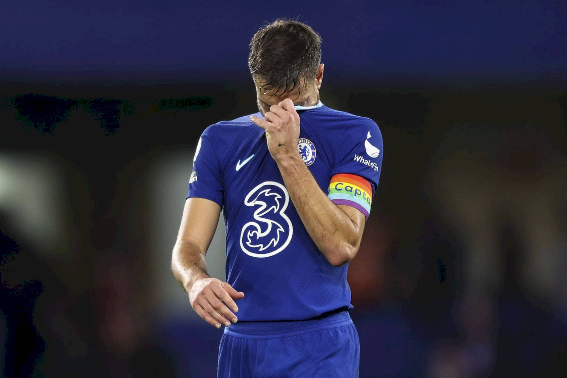 César Azpilicueta Wiping His Face Background