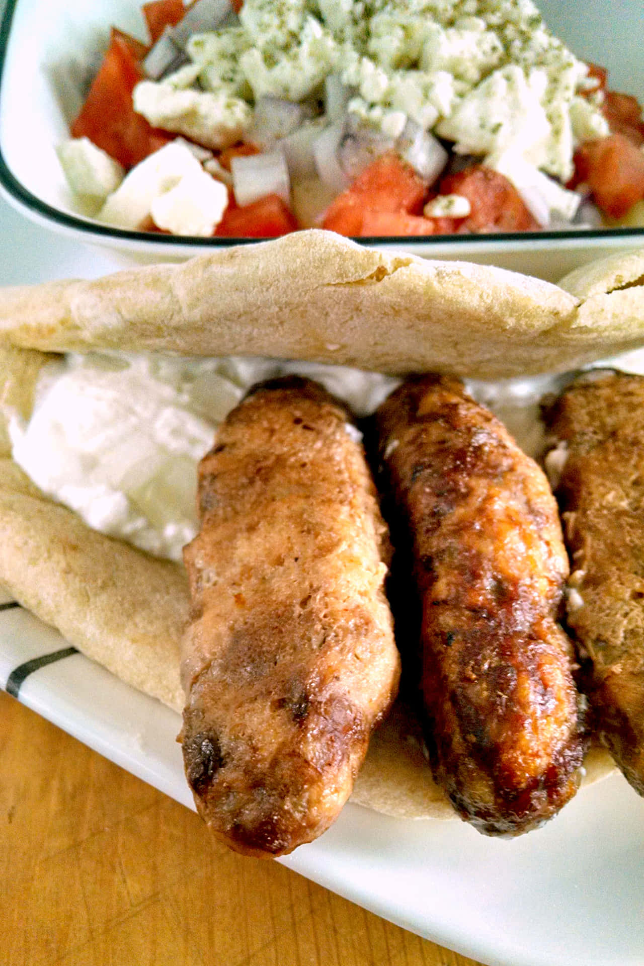 Ćevapi Sausages With Chopped Tomatoes Background