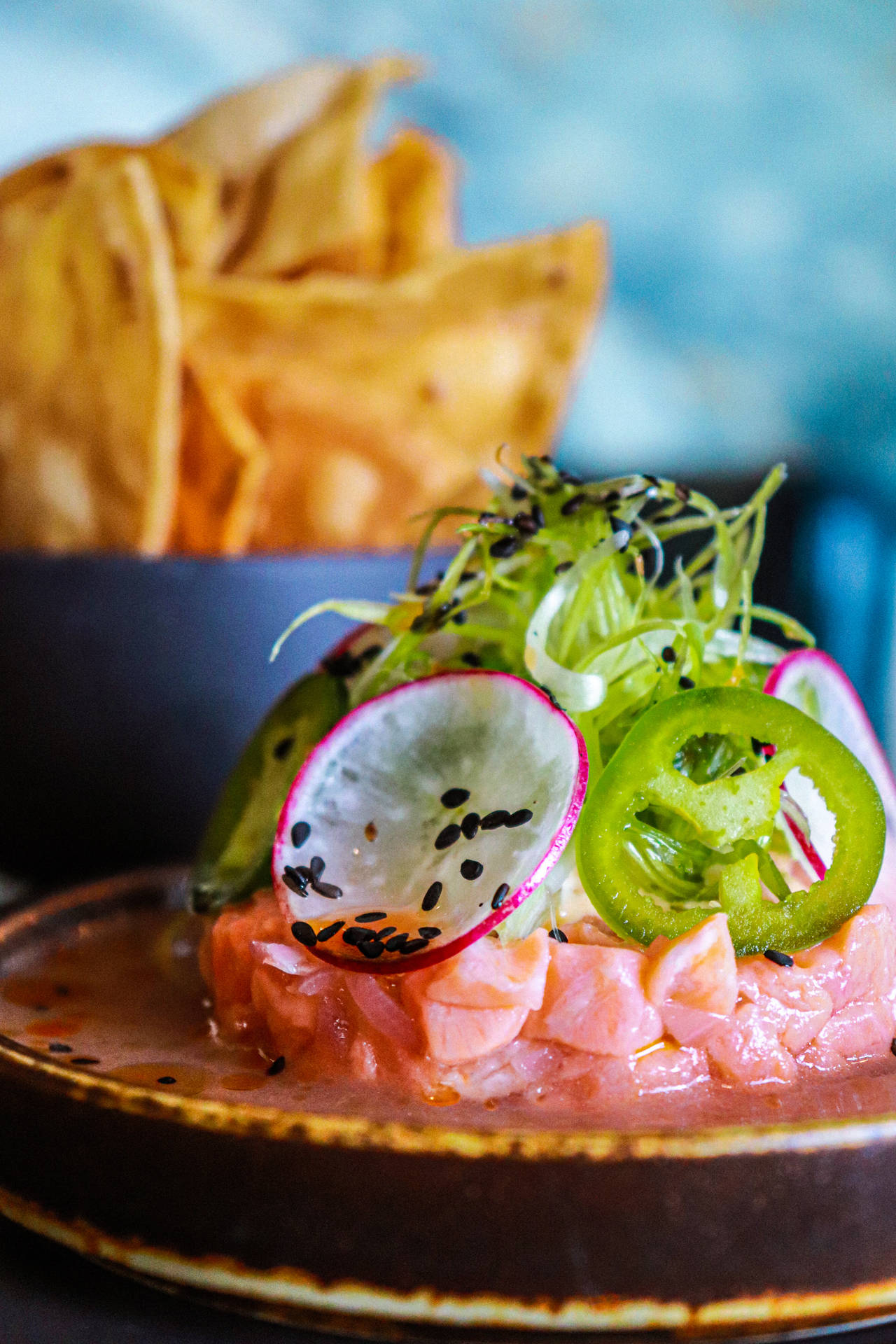 Ceviche With Green Peppers Background