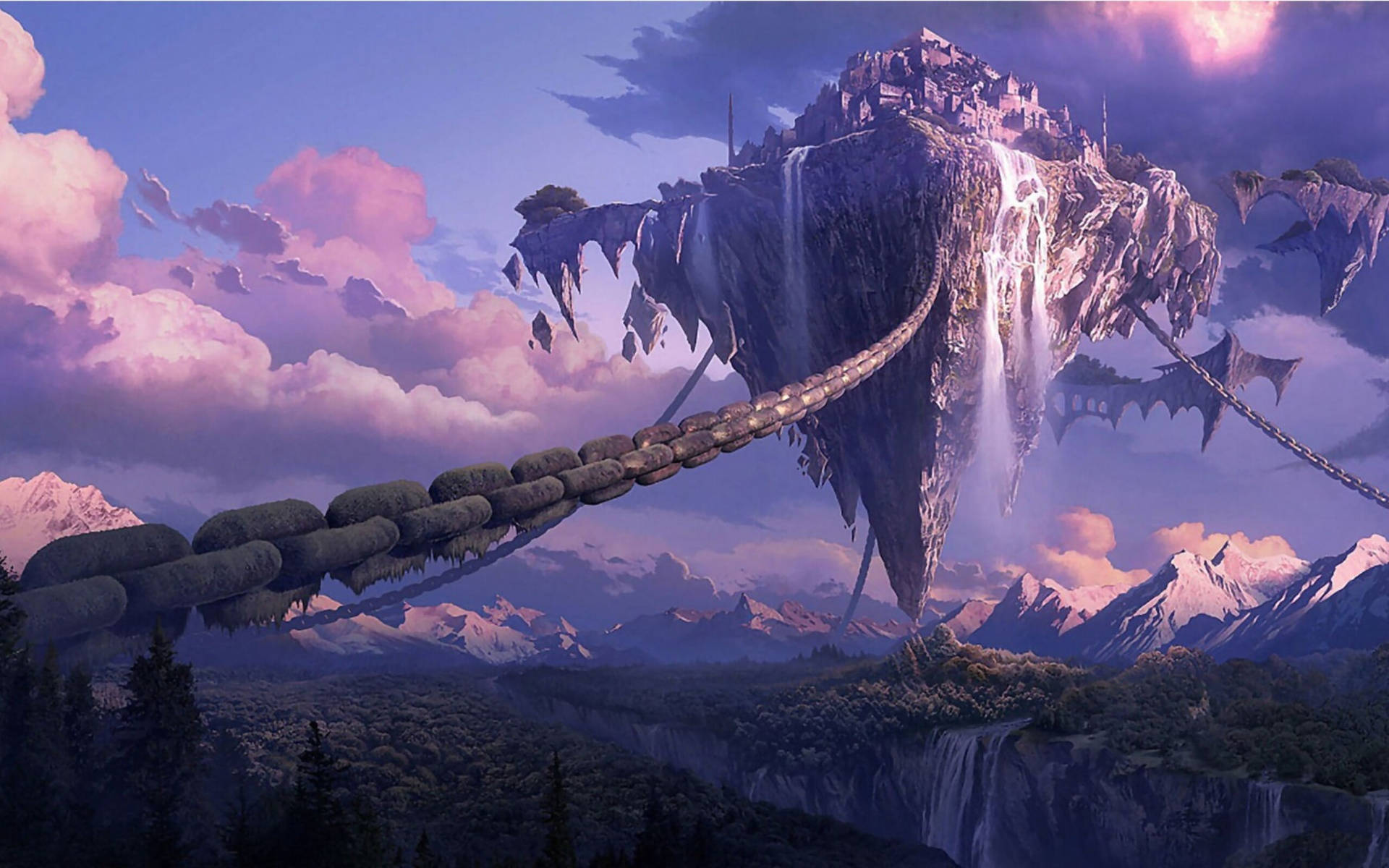 Chained Floating Pandora Mountain Background