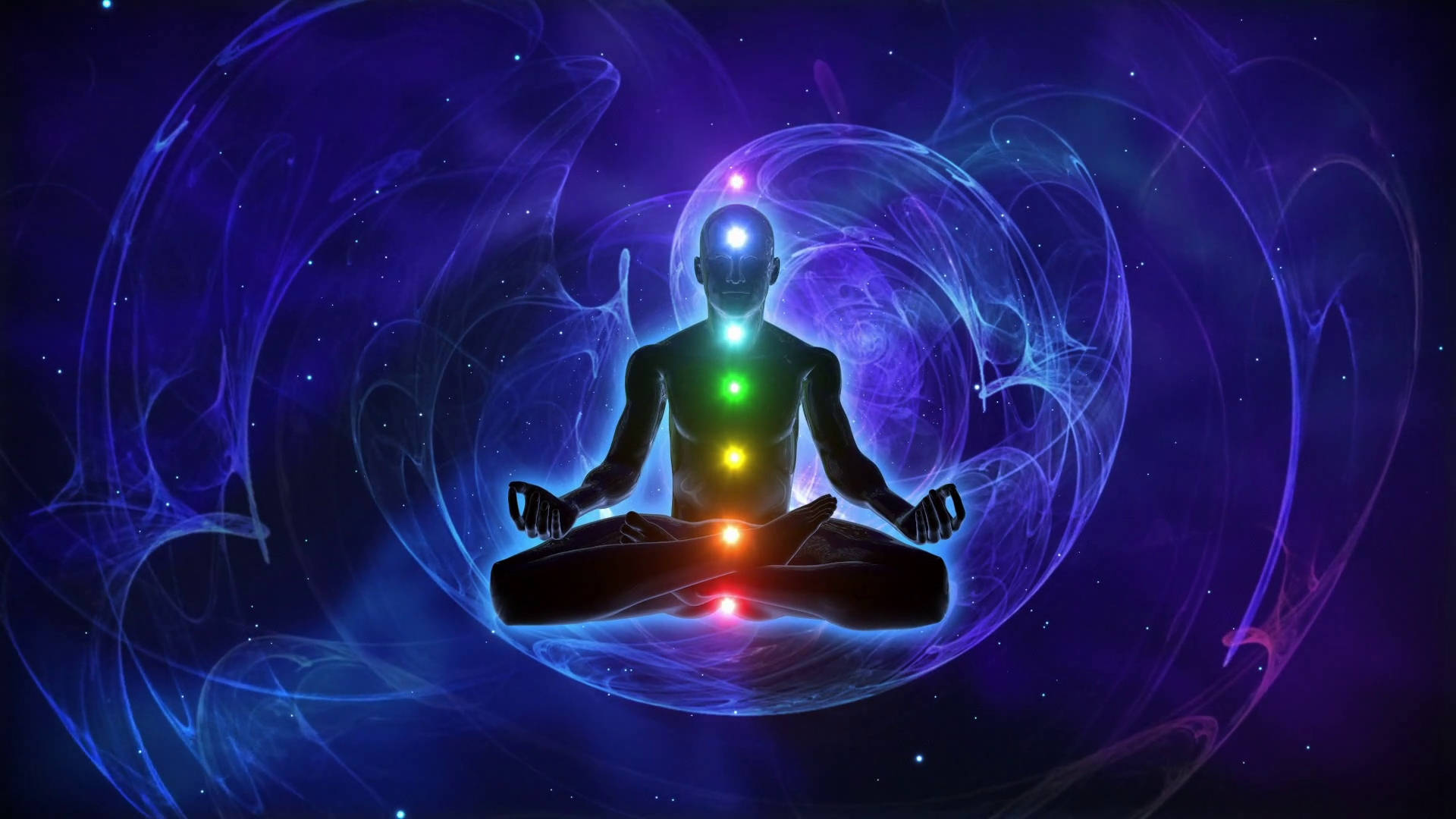 Chakra Body Points Dark Purple Background