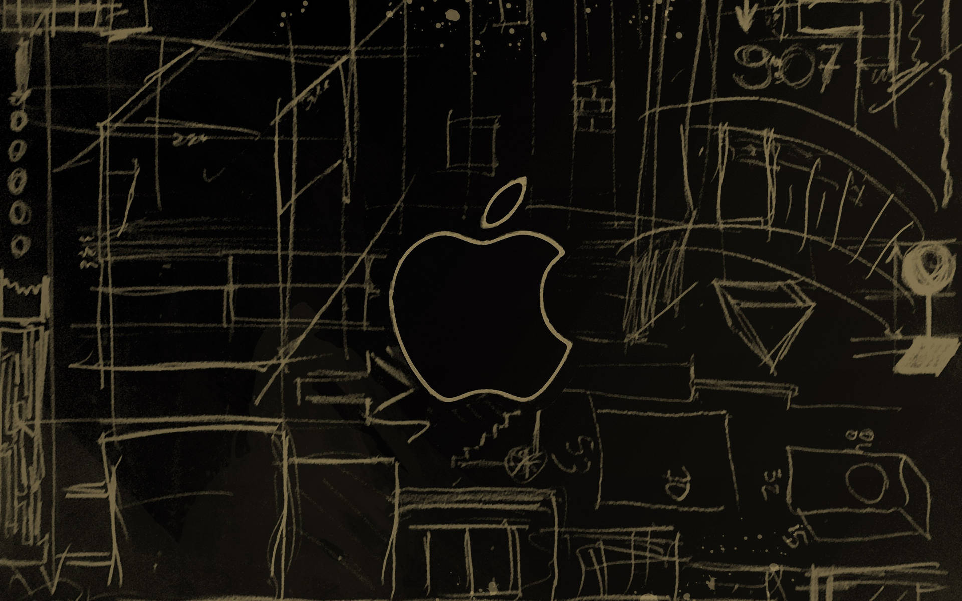 Chalkboard Geometry And Apple Logo Background