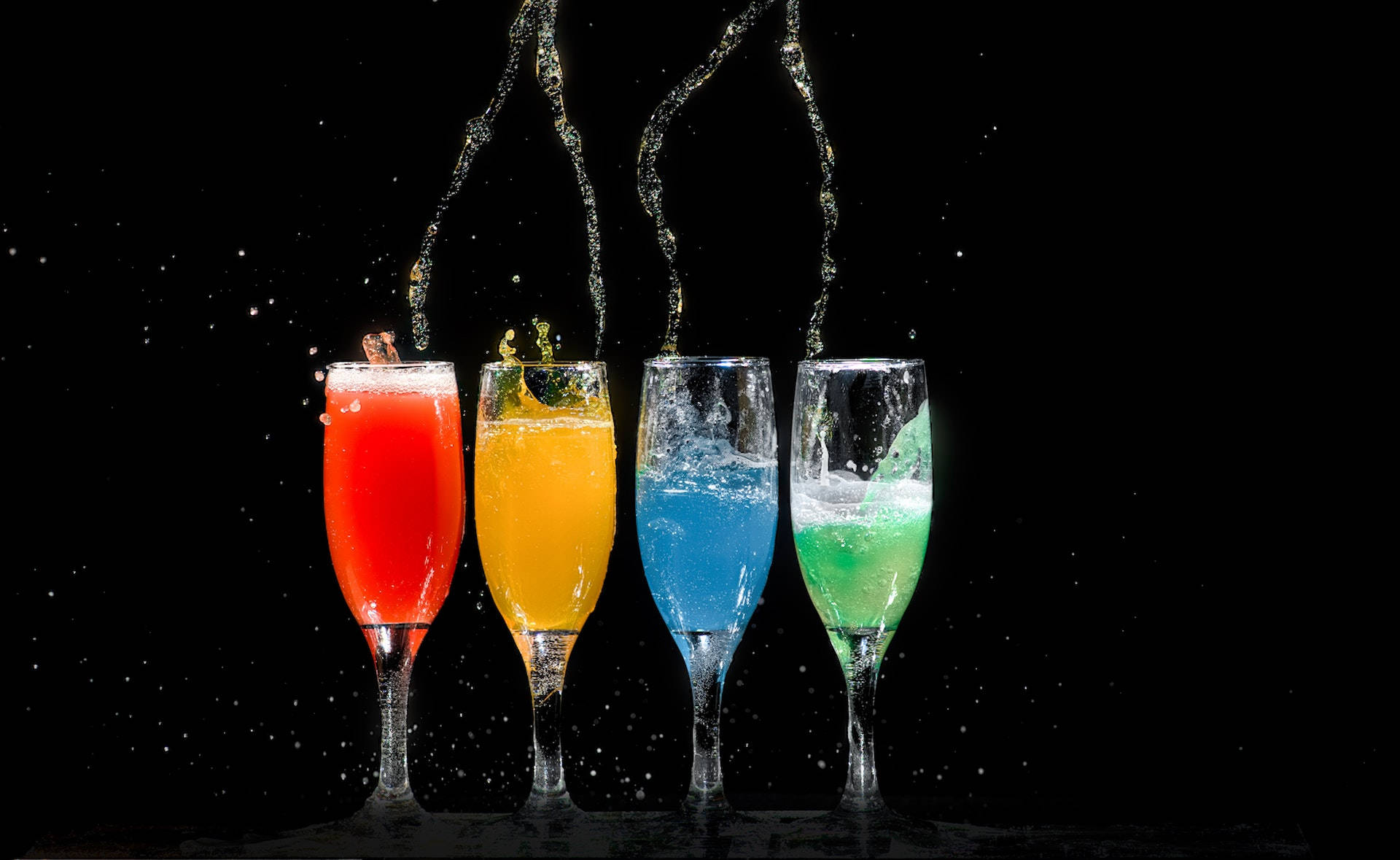 Champagne Flutes On Black Pc Background