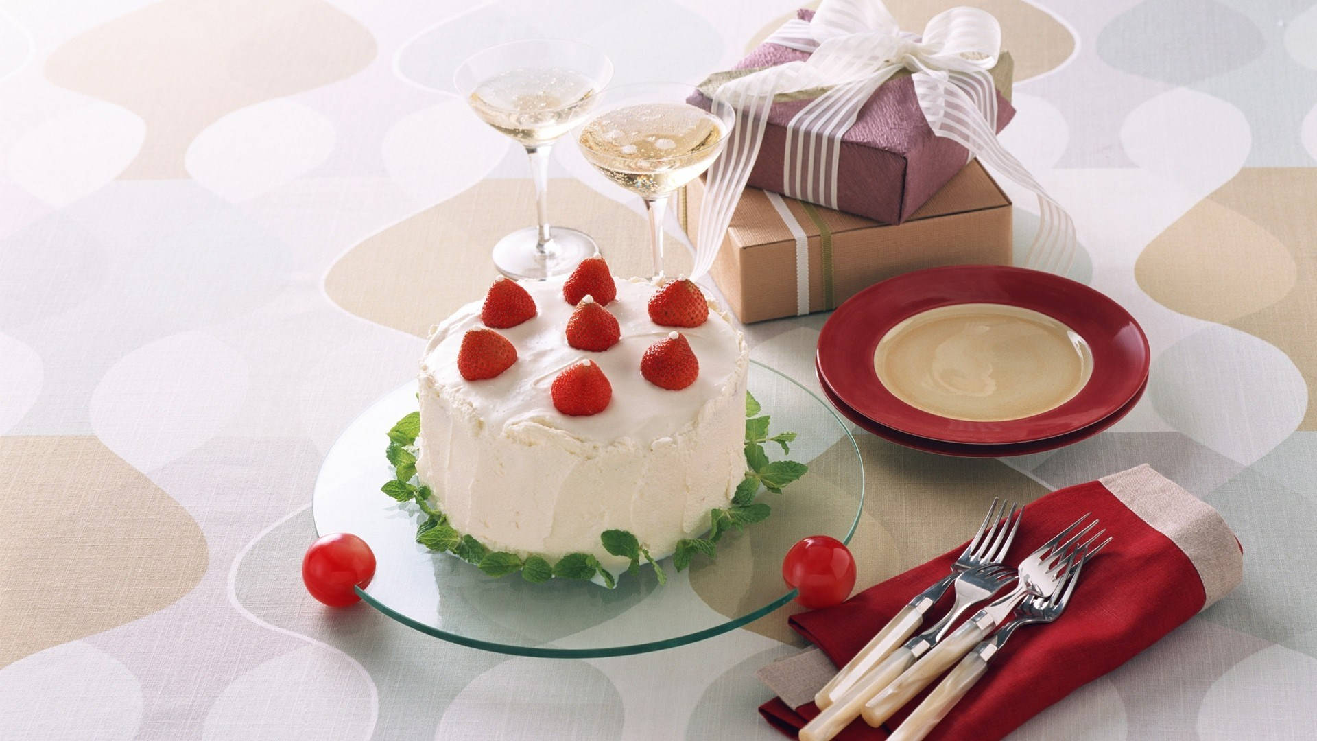 Champagne Strawberry Cake Dessert Background
