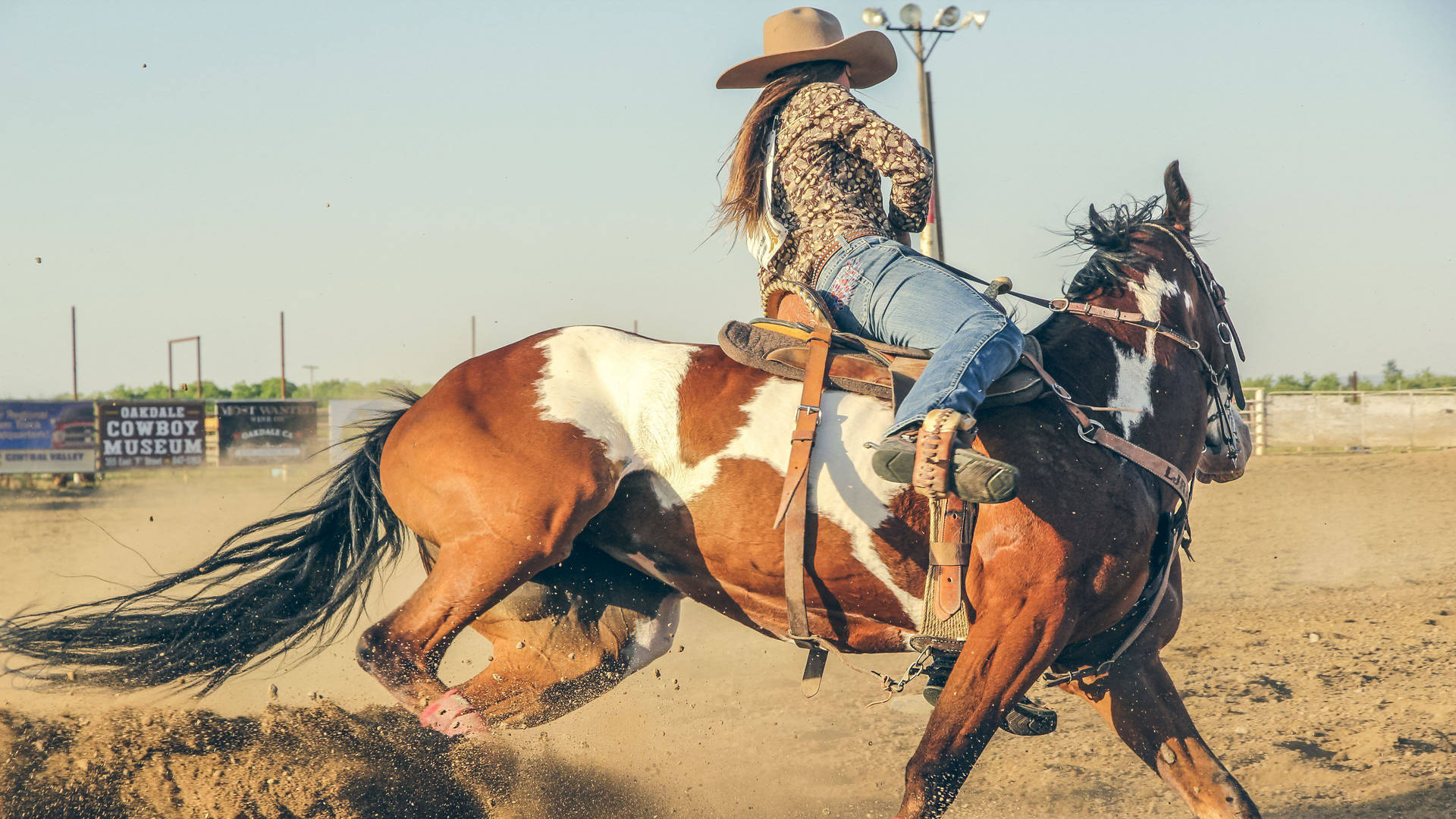 Champion Barrel Racer In Action Background