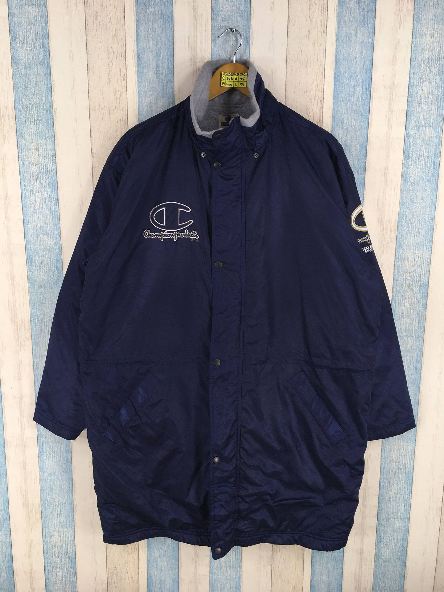 Champion Blue Windbreaker: Swag Meets Functionality Background