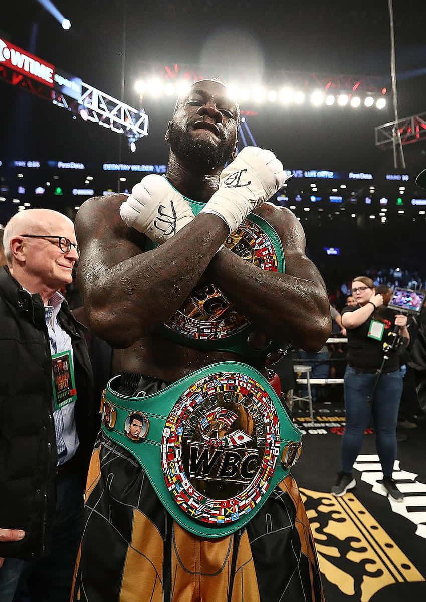 Champion Boxer With W B C Belt Background