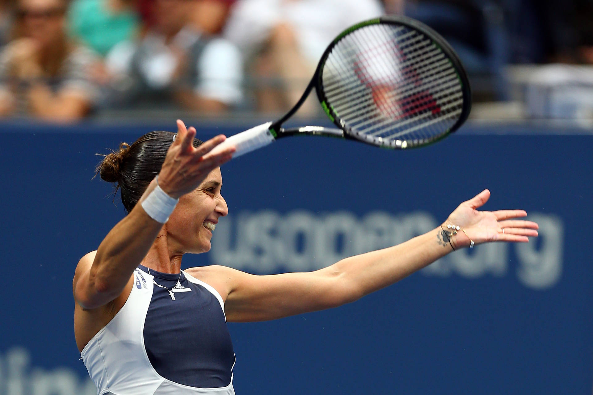 Champion Flavia Pennetta Celebrating Her Victory On The Court