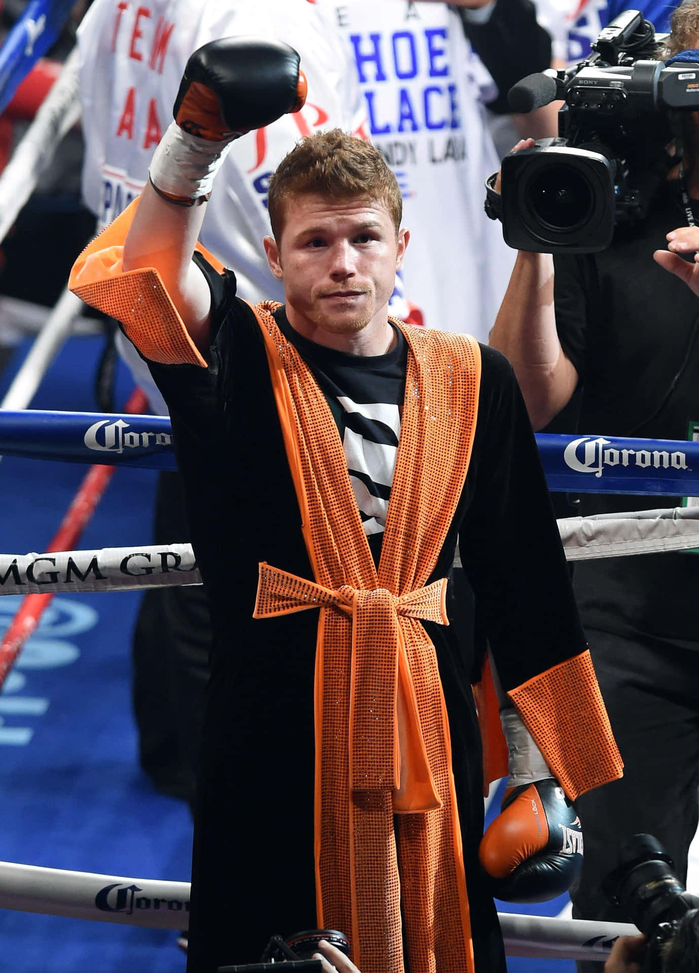 Champion Saul Canelo Alvarez Action Shot Background