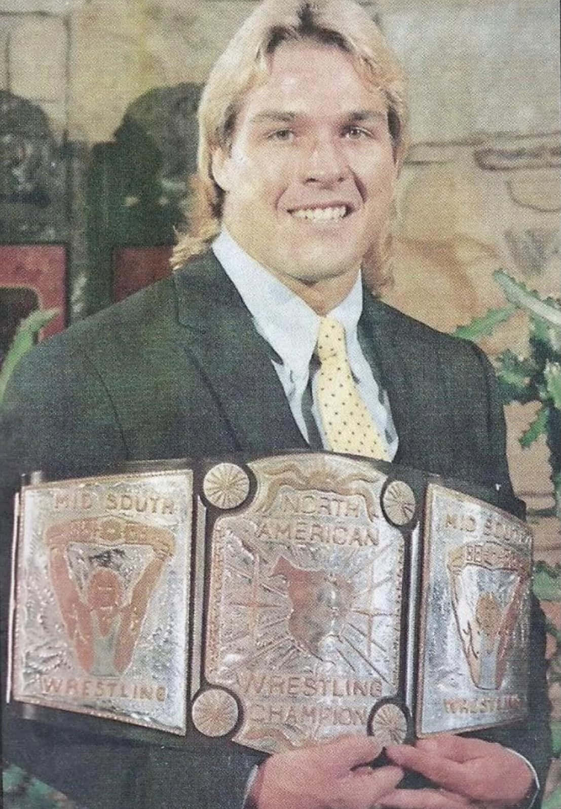 Champion Wrestlerwith Belts Background