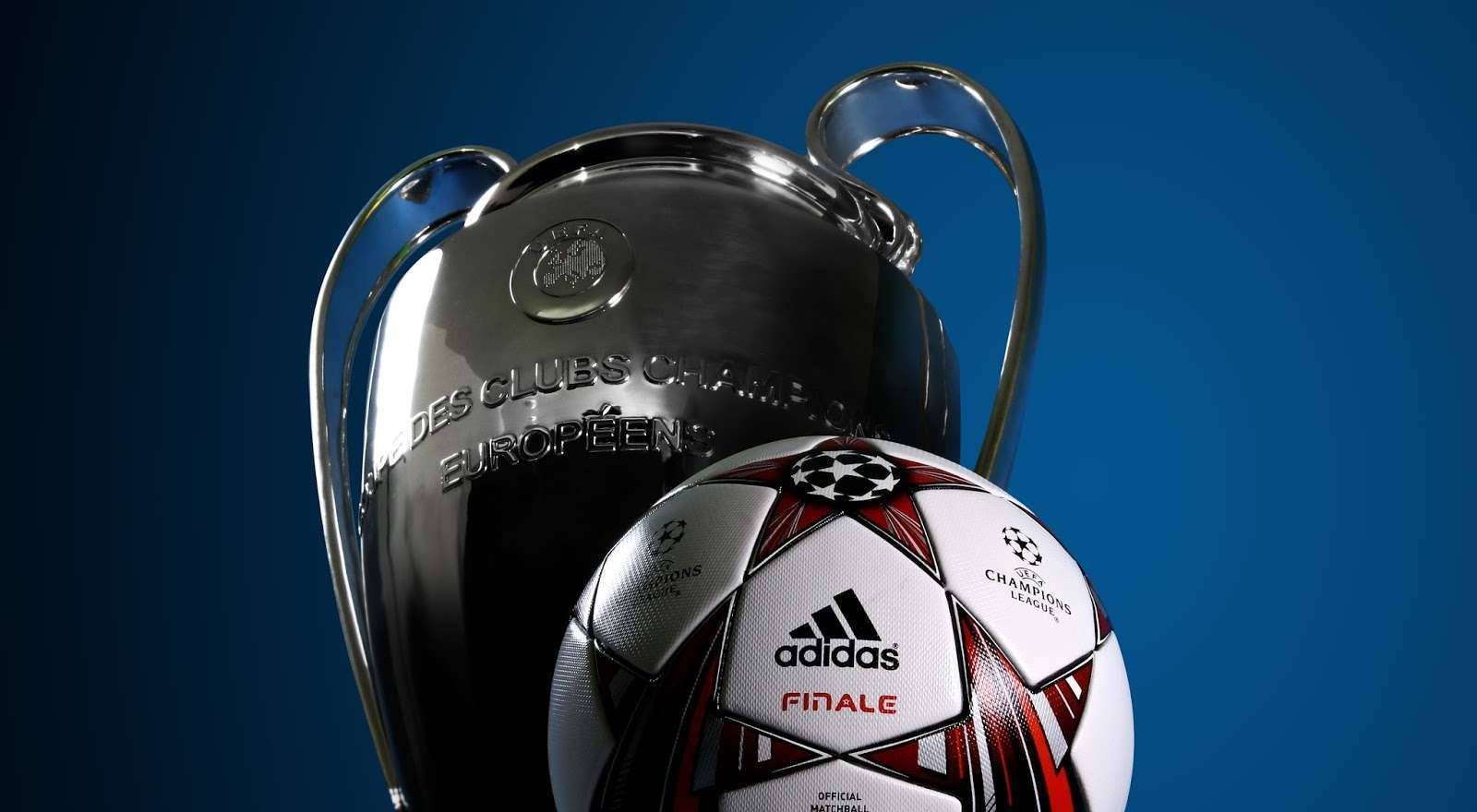 Champions League Trophy And Ball Background