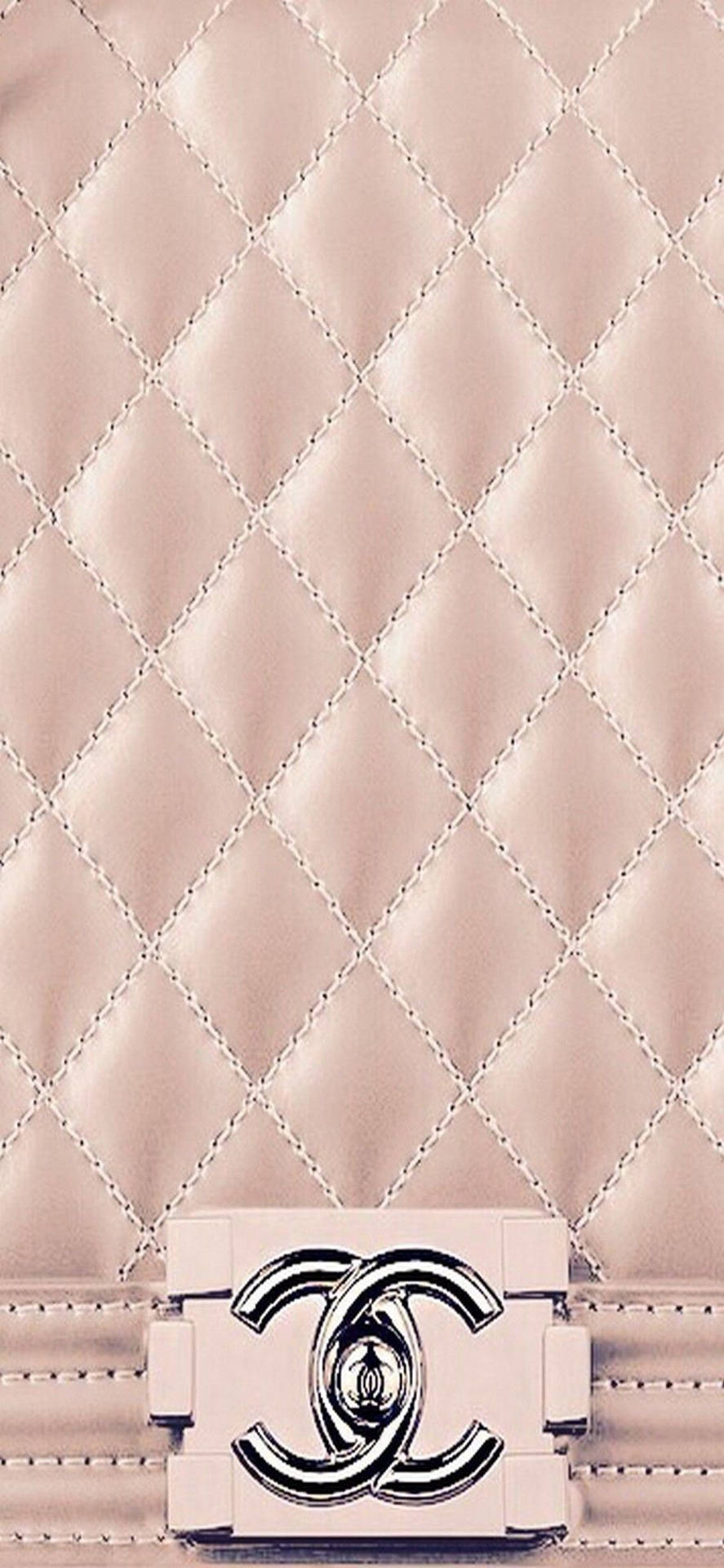 Chanel Rose Gold Stitch Diamond Pattern Background