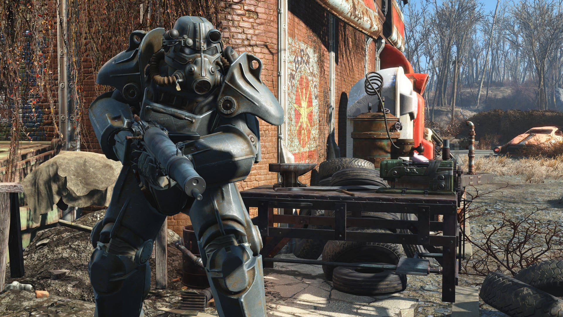 Character In Armor Fallout 4 4k Background