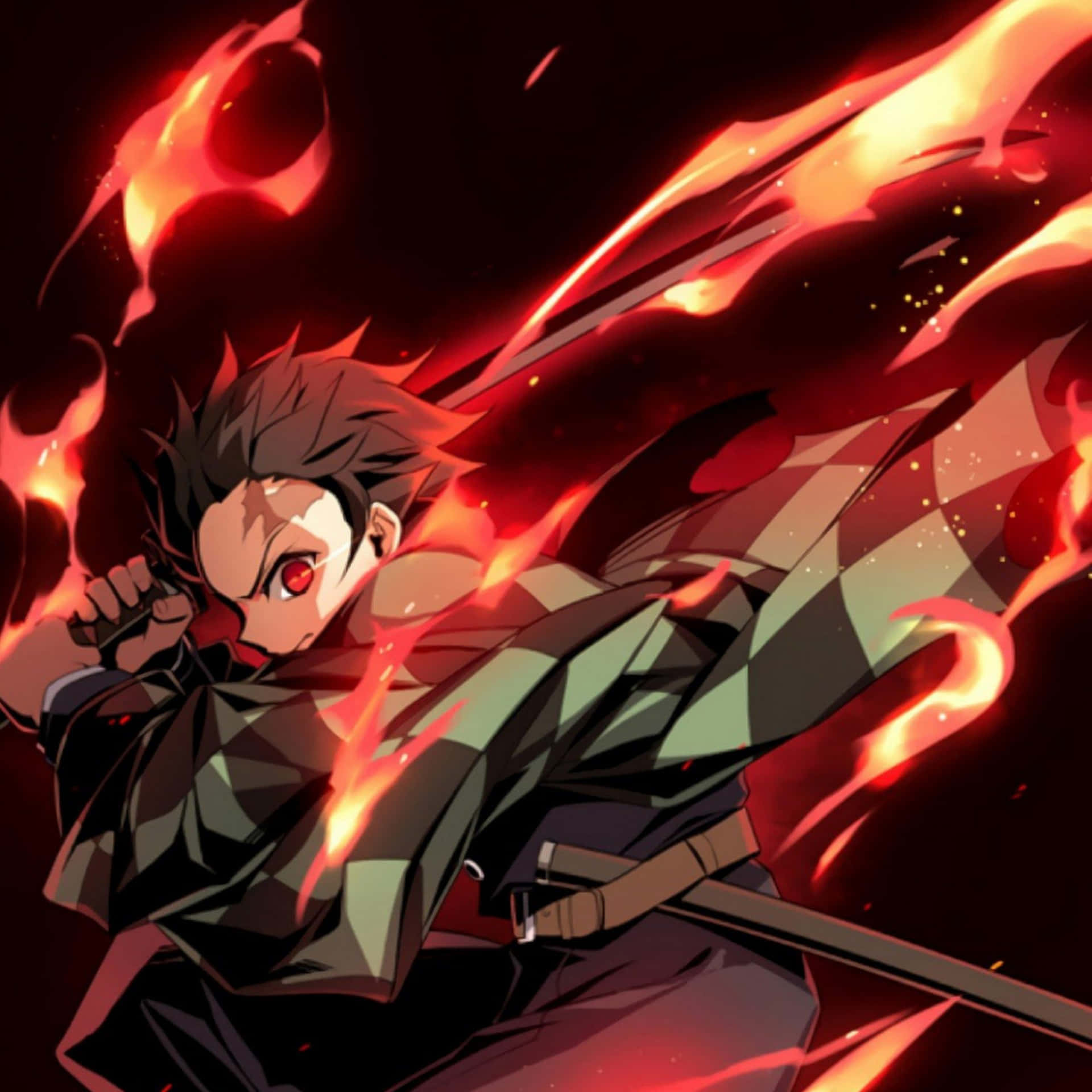 Characteristic Red Anime Art Styled On Iphone 11 Background