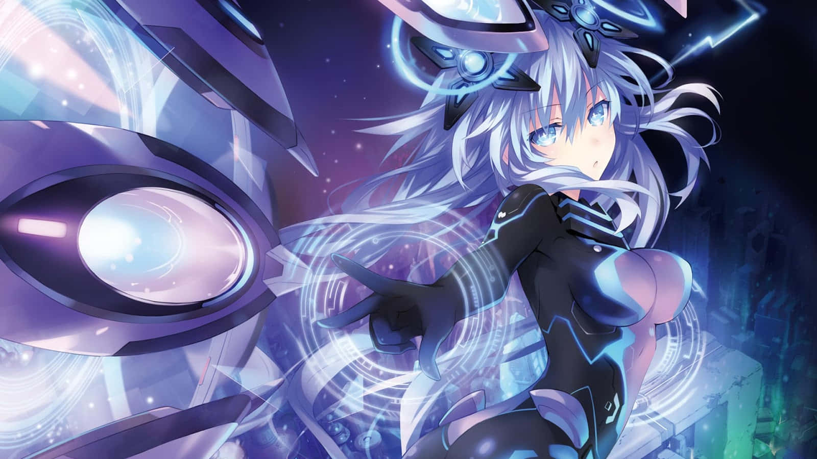 Characters From Hyperdimension Neptunia In Action Background