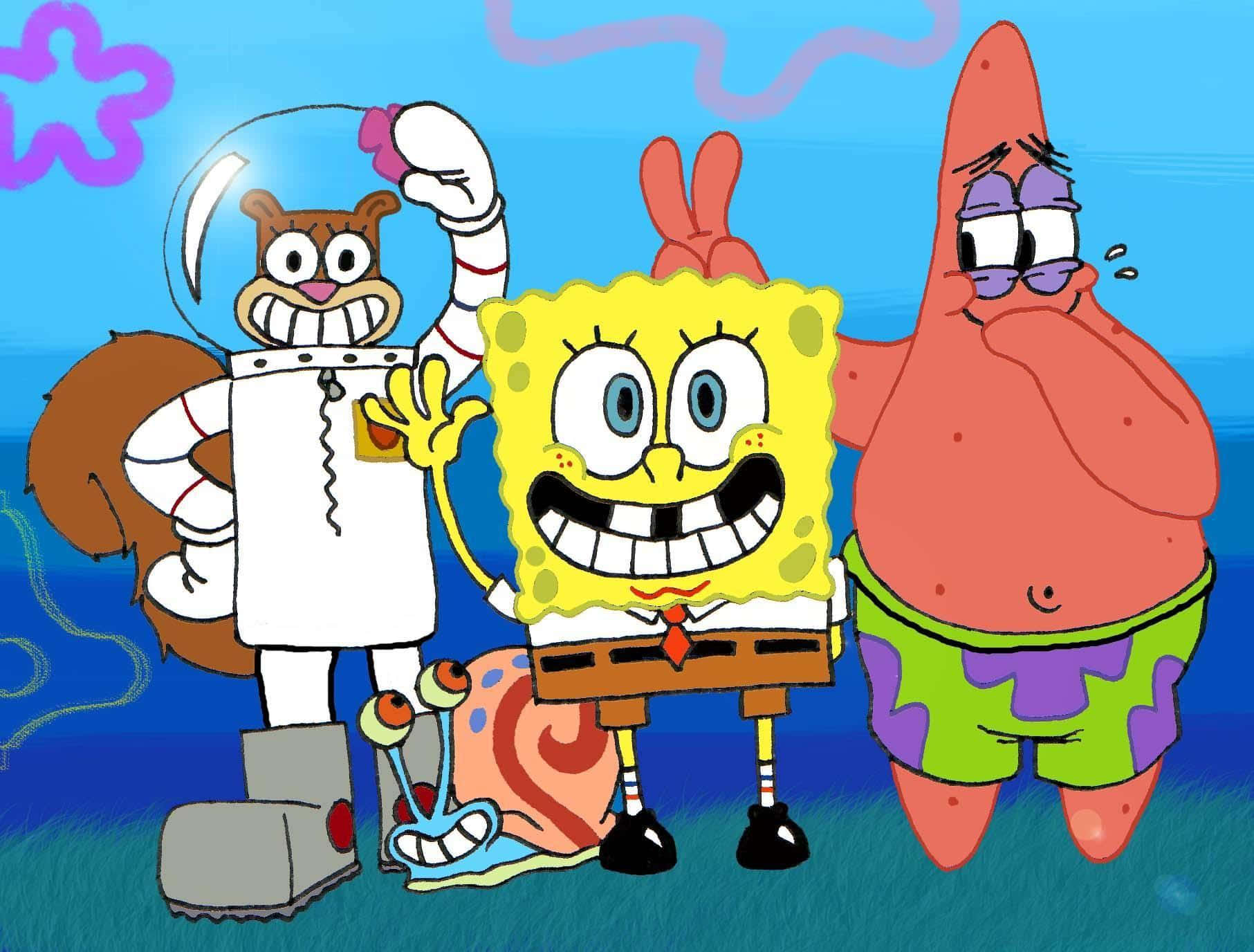 Characters From The Popular Cartoon Spongebob! Background