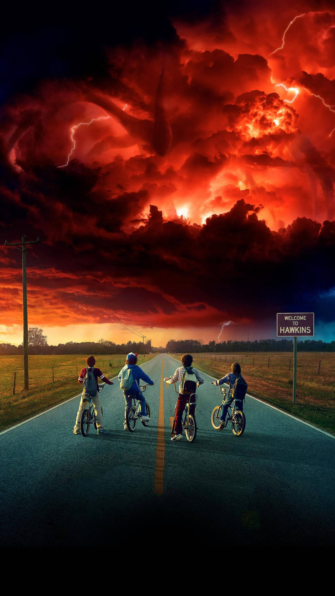 Characters On Bikes Stranger Things Phone Background