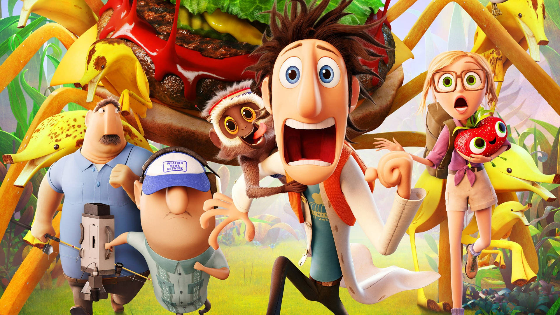 Characters Running Cloudy With A Chance Of Meatballs 2 Background