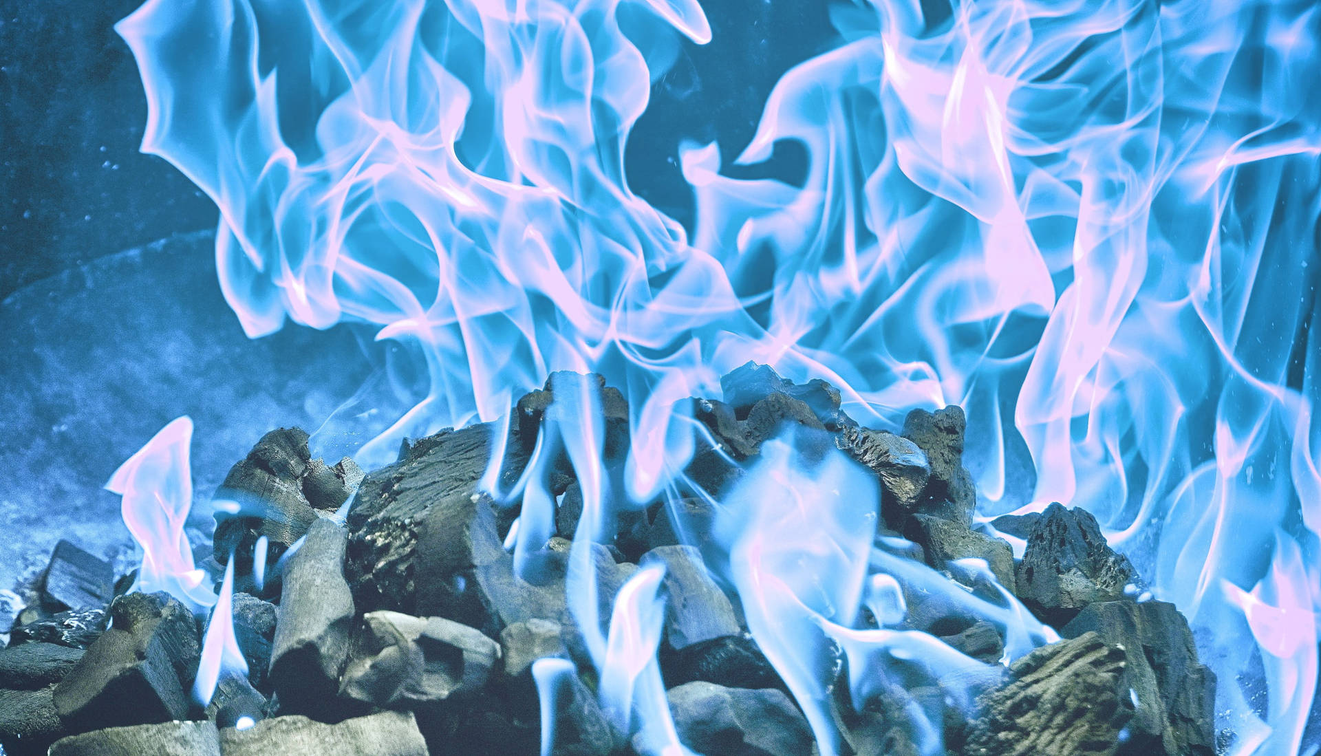 Charcoal Blue Flames Background