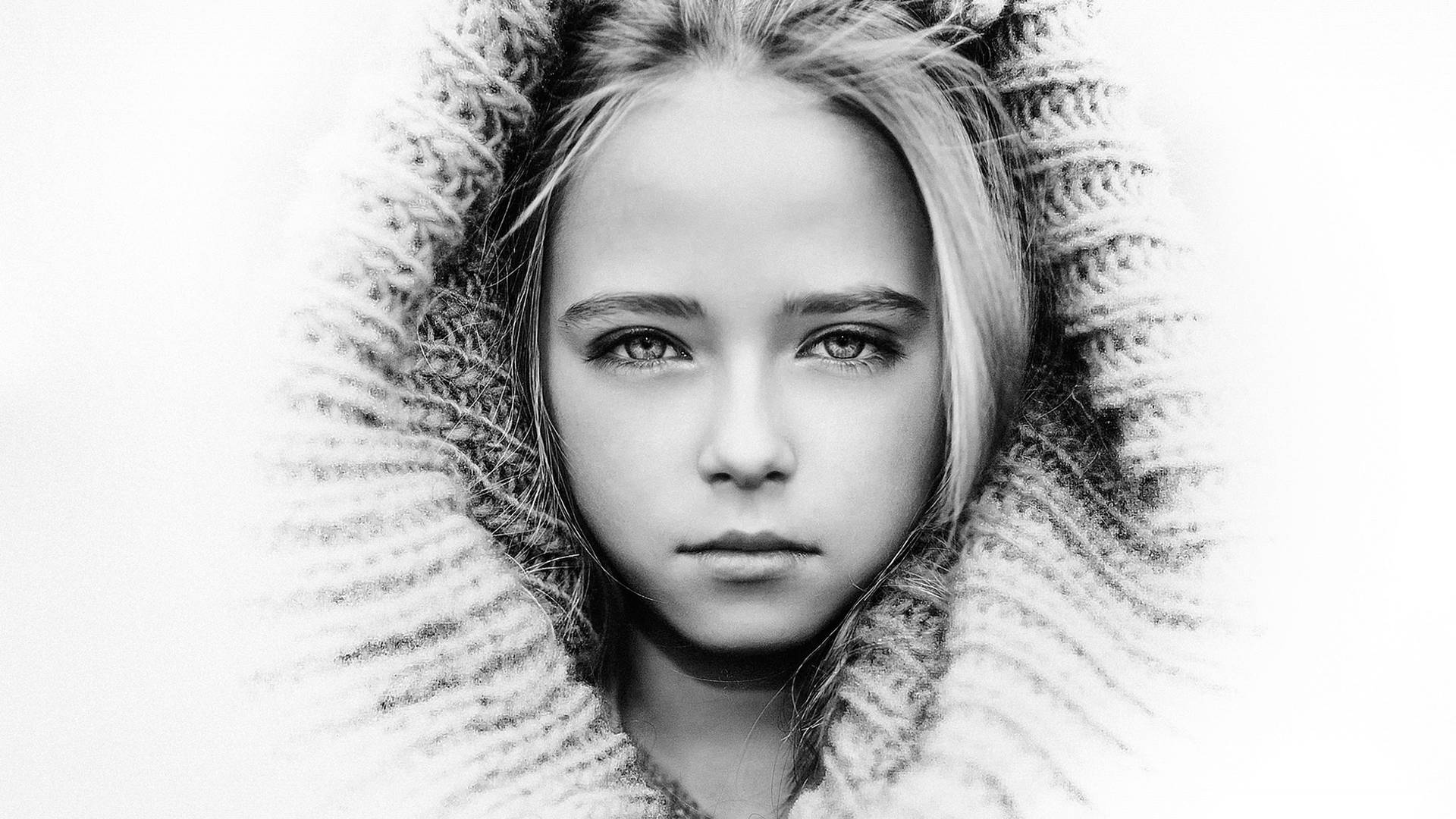 Charcoal Illustration Of Child's Face Background