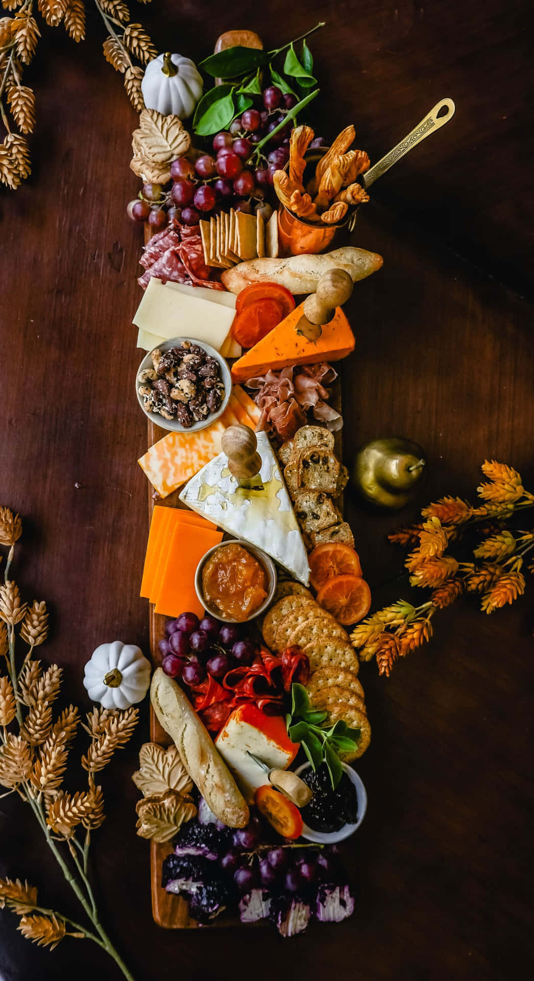 Charcuterie Of Cheese For Fall Thanksgiving Background